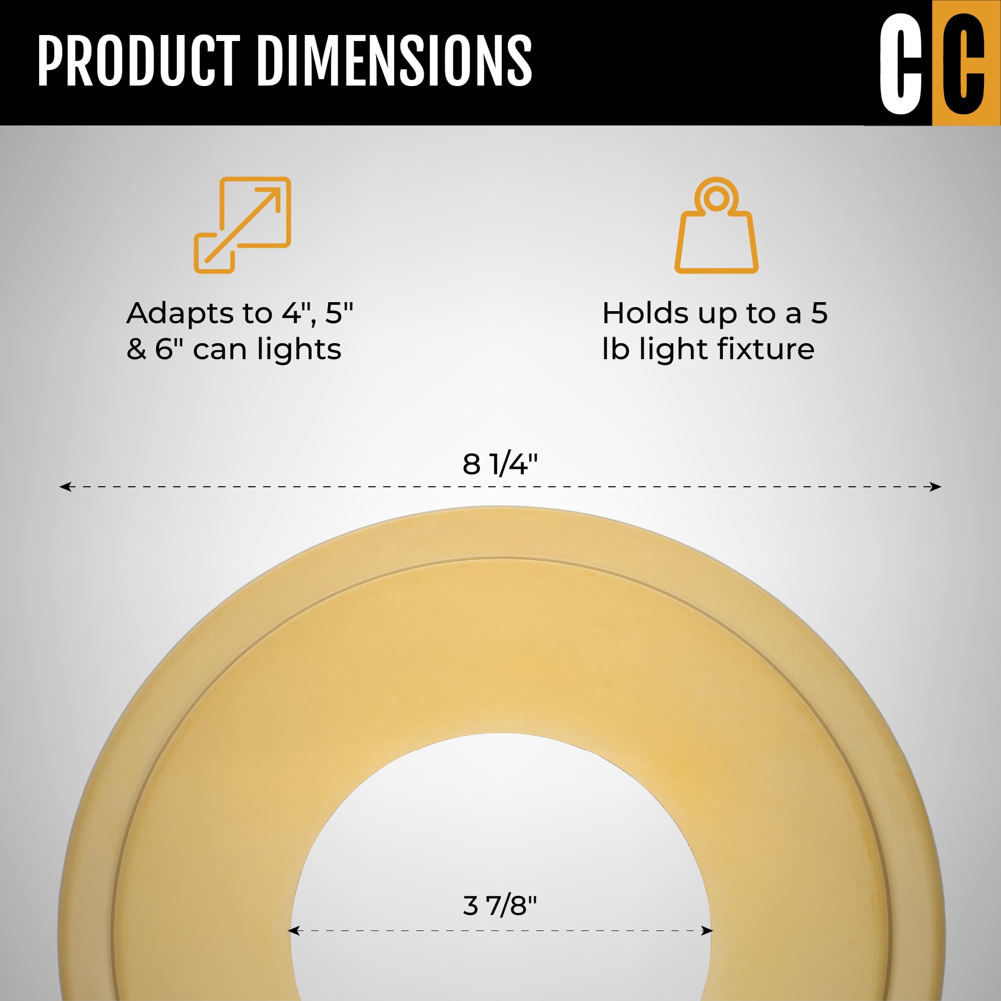 Recessed Can Light Conversion Kit - Gold, for Ceiling & Pendant Lights - Home Improvement