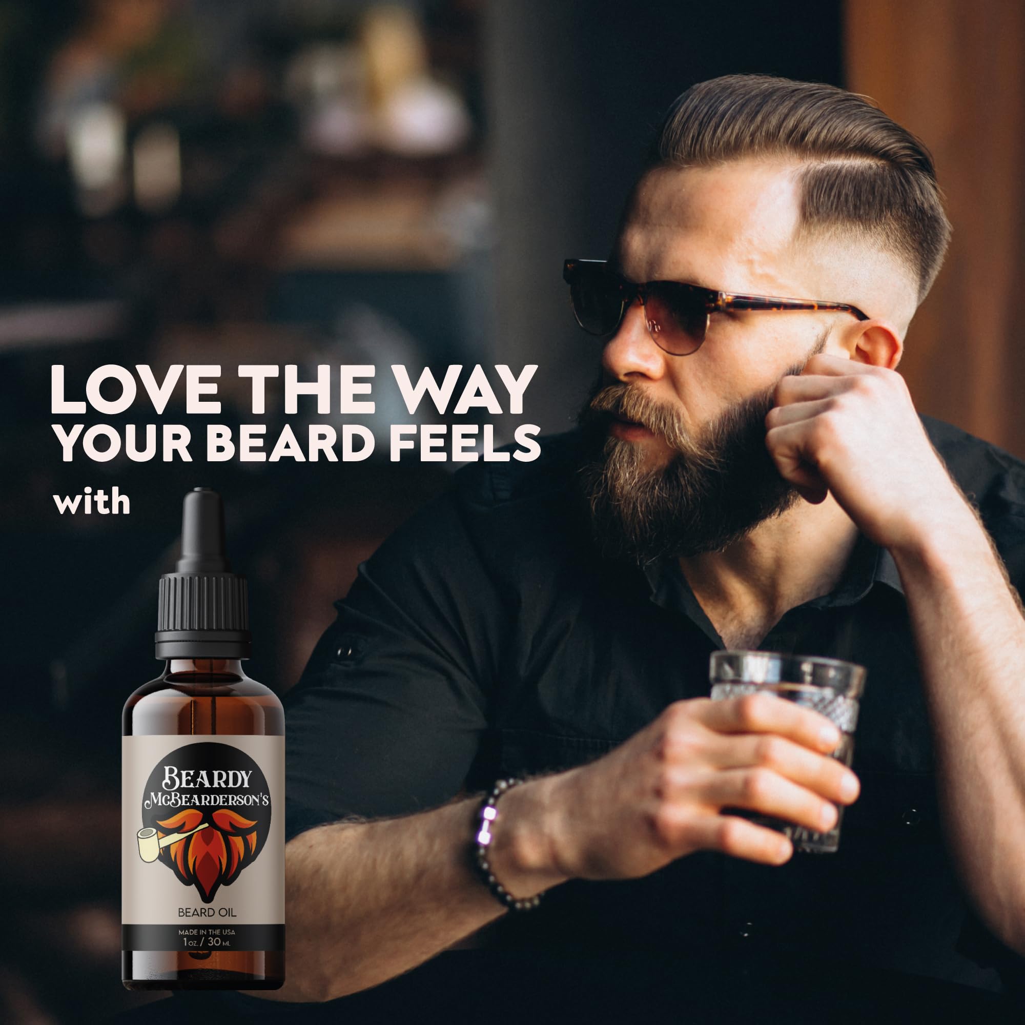 Beardy Oil for Men - Natural Kalahari Melon Oil with Biotin & Vitamin E | Beard Growth & Moisturizing Treatment | Vanilla Sandalwood Scent | Perfect for Daily Grooming & Styling