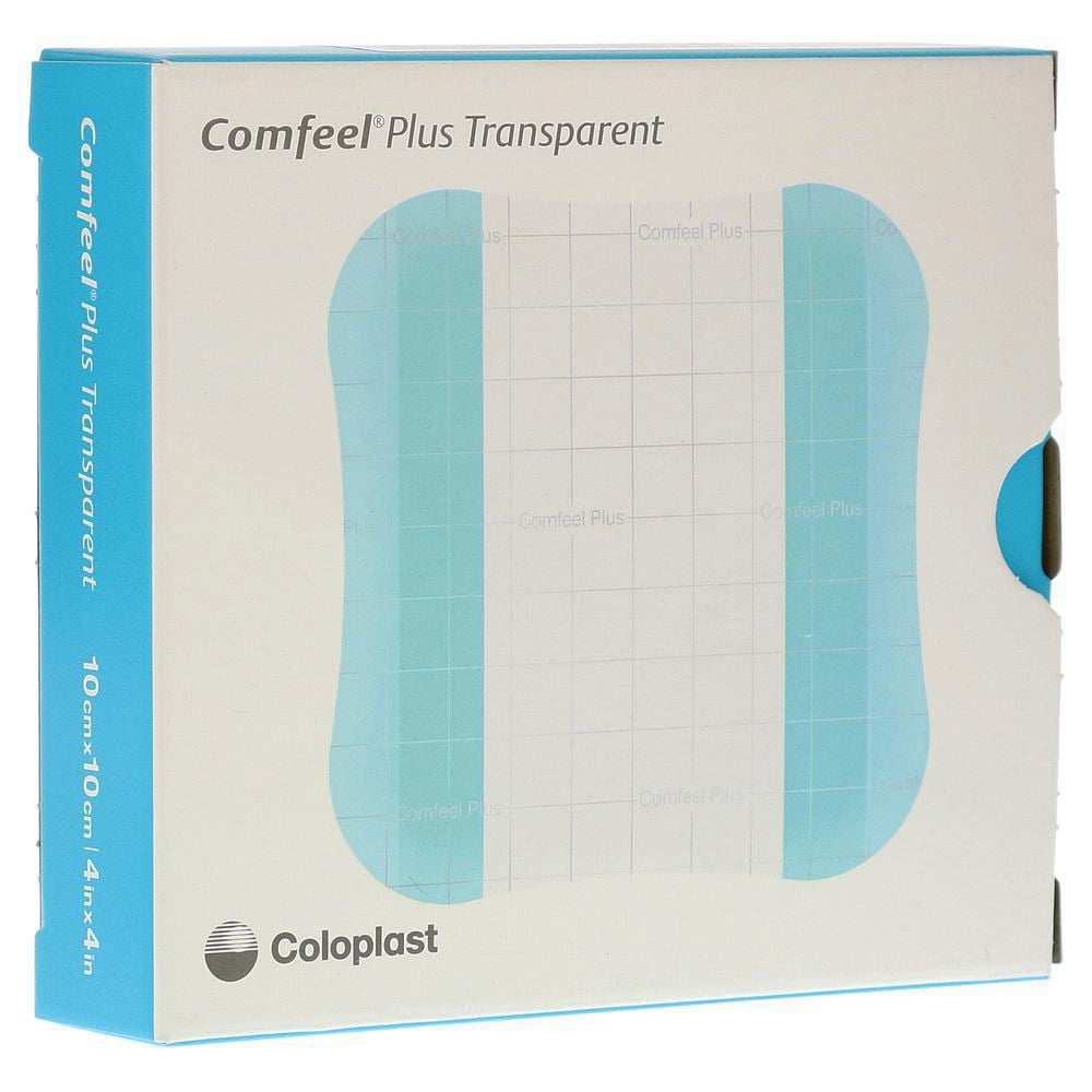 Comfeel Plus Transparent Hydrocolloid Wound Dressing 4x4 Inches - Thin Film Backing for Blisters, Cuts & Pressure Sores - 10 Pack (33533) - Ideal for First Aid Kits, Diabetic Care & Post-Surgical Wound Healing