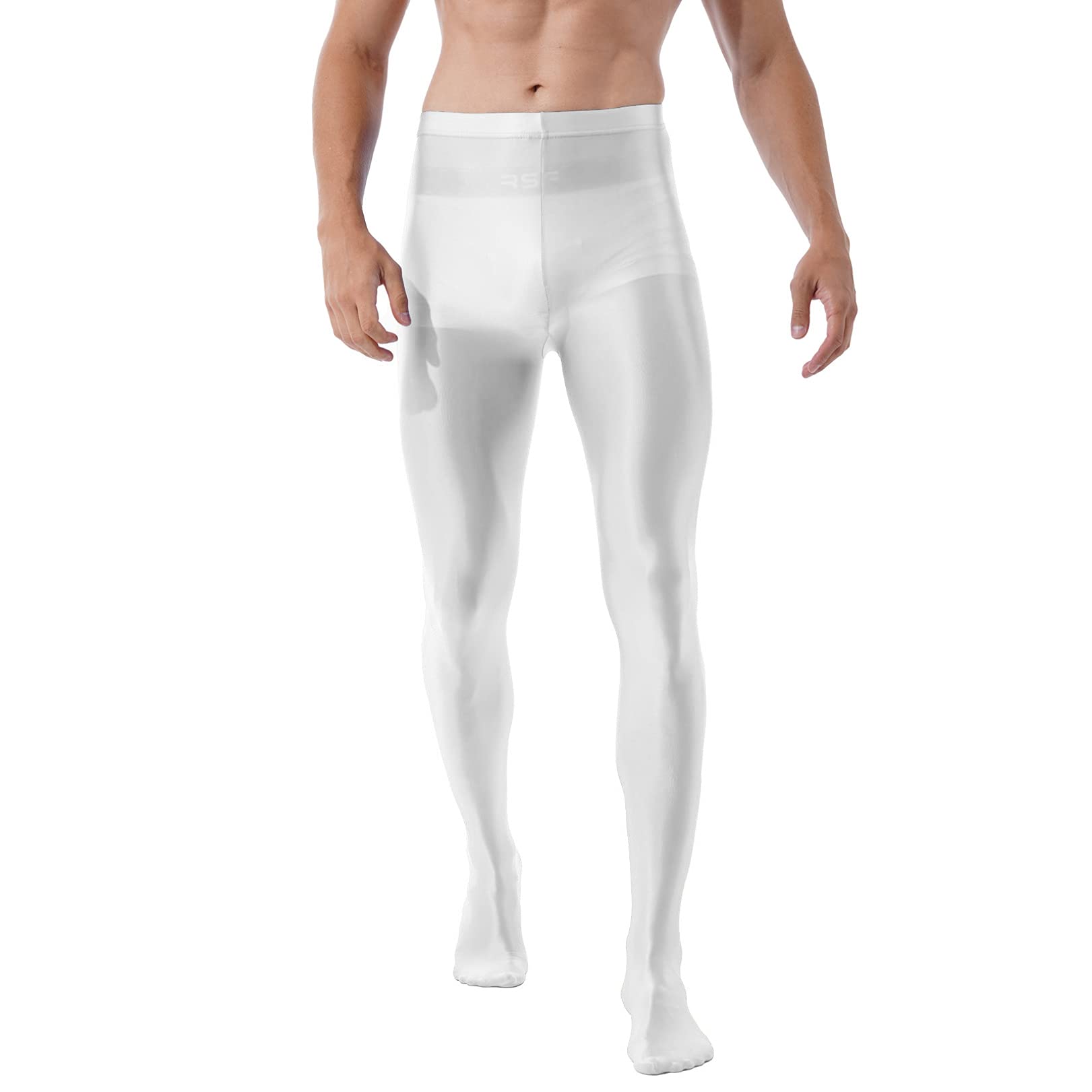 FEESHOW Men's Glossy Bulge Pouch Underwear - High Waist Tights, Pantyhose & Stockings for Crossdressing, Cosplay & Nightwear