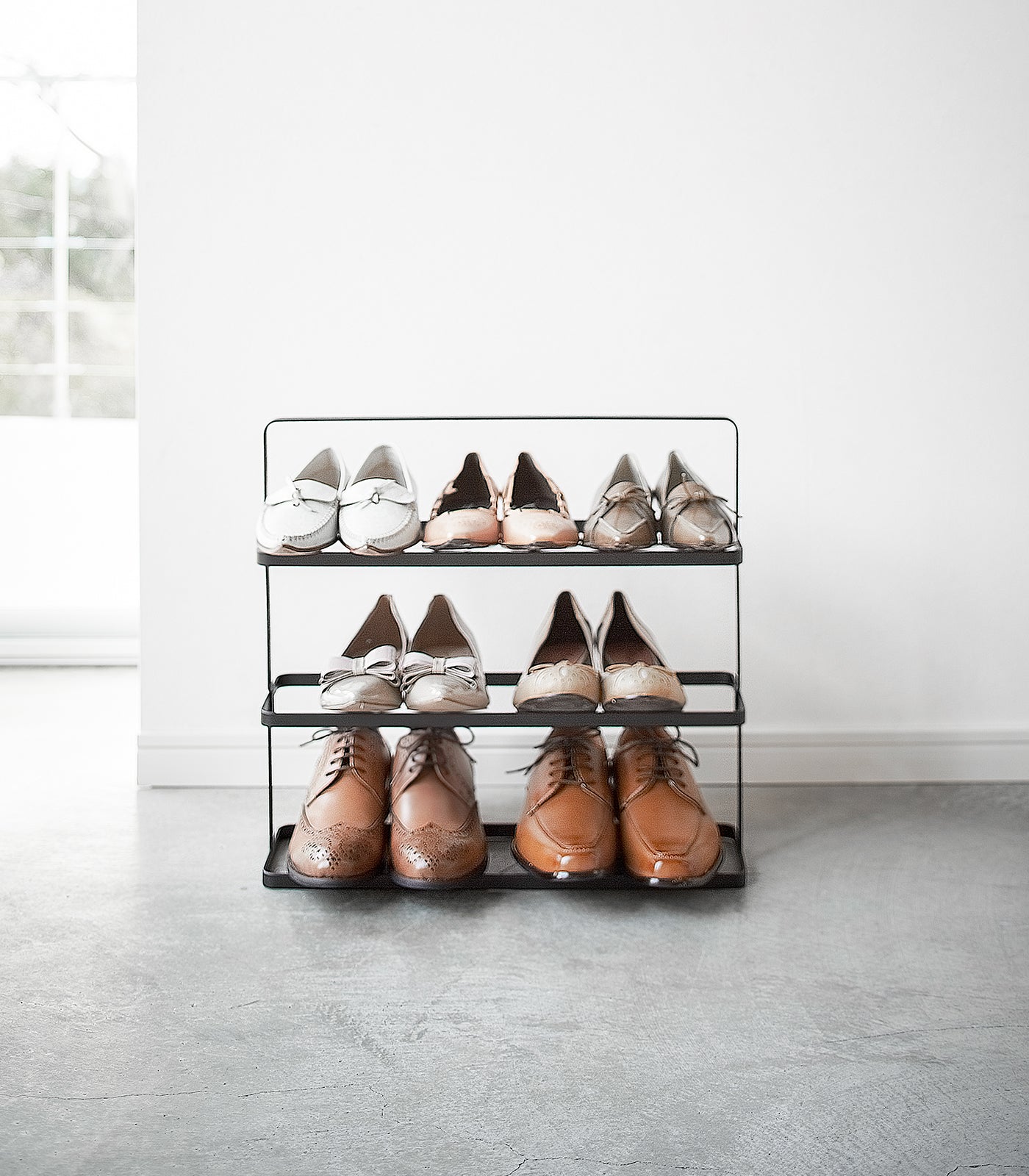 18-Inch Steel Shoe Rack Organizer - Space Saving Entryway Storage for Sneakers, Boots & Sandals - Perfect for Closet, Bedroom or Mudroom Organization
