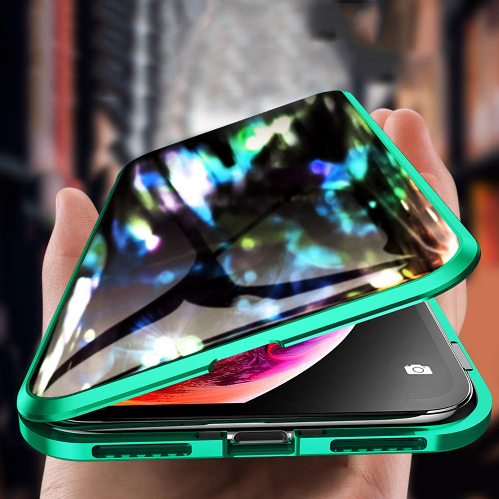 LINASHI Magnetic Tempered Glass Phone Case - Anti-Glare, Shockproof, Compatible with iPhone 7/8/Plus/X/XR/XS Max - Perfect for Work, Travel & Everyday Protection