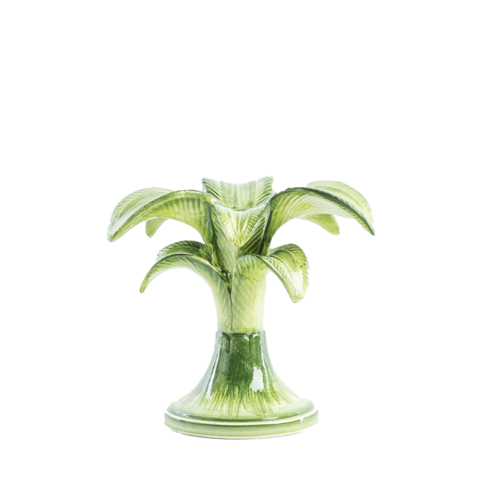 Hand-Painted Green Palm Leaf Candle Holder - Small Decorative Tabletop Candle Stand for Home Decor, Wedding Centerpieces, and Boho Beach Theme Parties