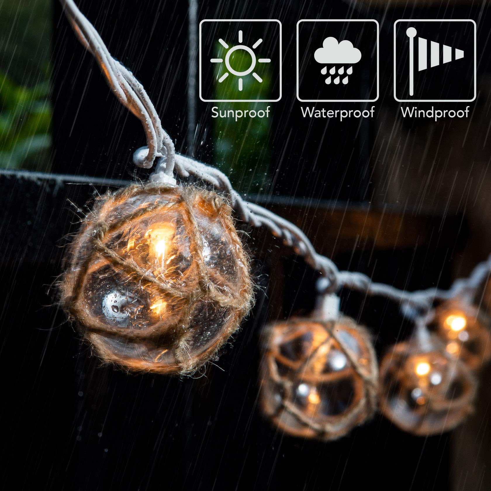Nautical Fish Float String Lights - Set of 10 Clear G50 Ball Lights for Outdoor & Indoor Decor | Perfect for Beach Parties, Patio Lighting, and Wall Decorations