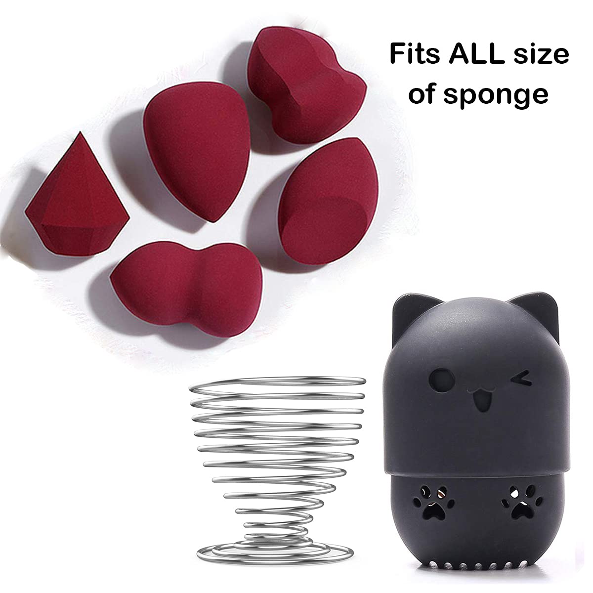 Premium Makeup Sponge Holder & Blender Travel Case - Black & Silver | Beauty Sponge Drying Stand & Storage Container | Perfect for Travel, Home Vanity & Professional Makeup Artists
