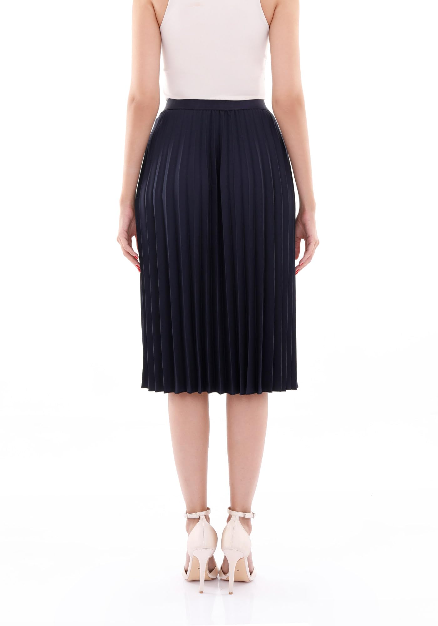 G-Line Women's Pleated Midi Skirt - High Waisted Knee Length A-Line Skirt for Office, Party & Casual Wear | Flowy Summer Skirts for Women