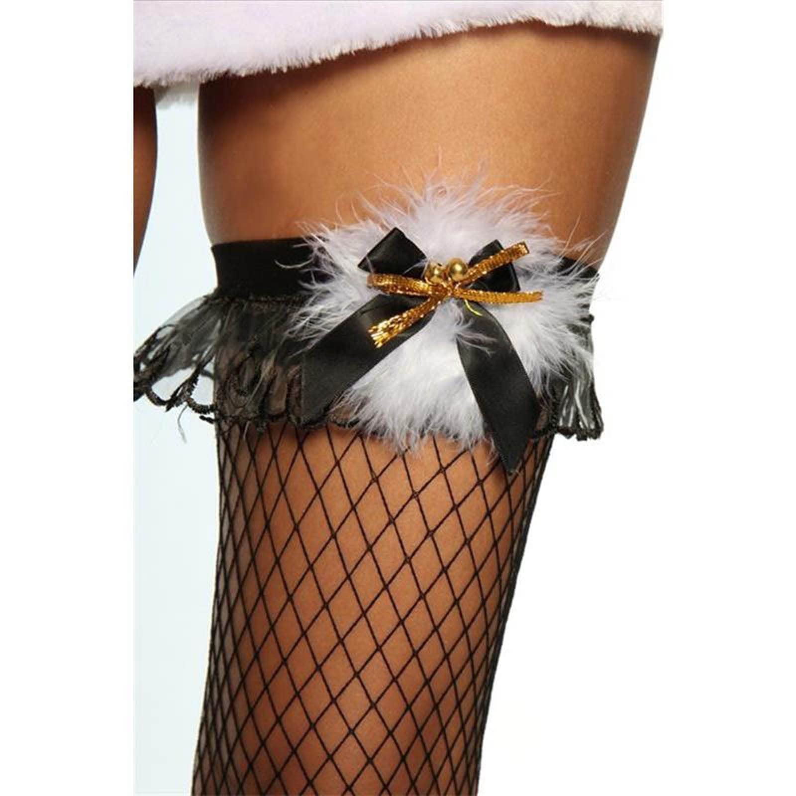 Olbye Women's Fishnet Thigh High Stockings - Stay Up Lace Top Tights, Mesh Bells Sexy Socks for Christmas, Party, Cosplay & Night Out