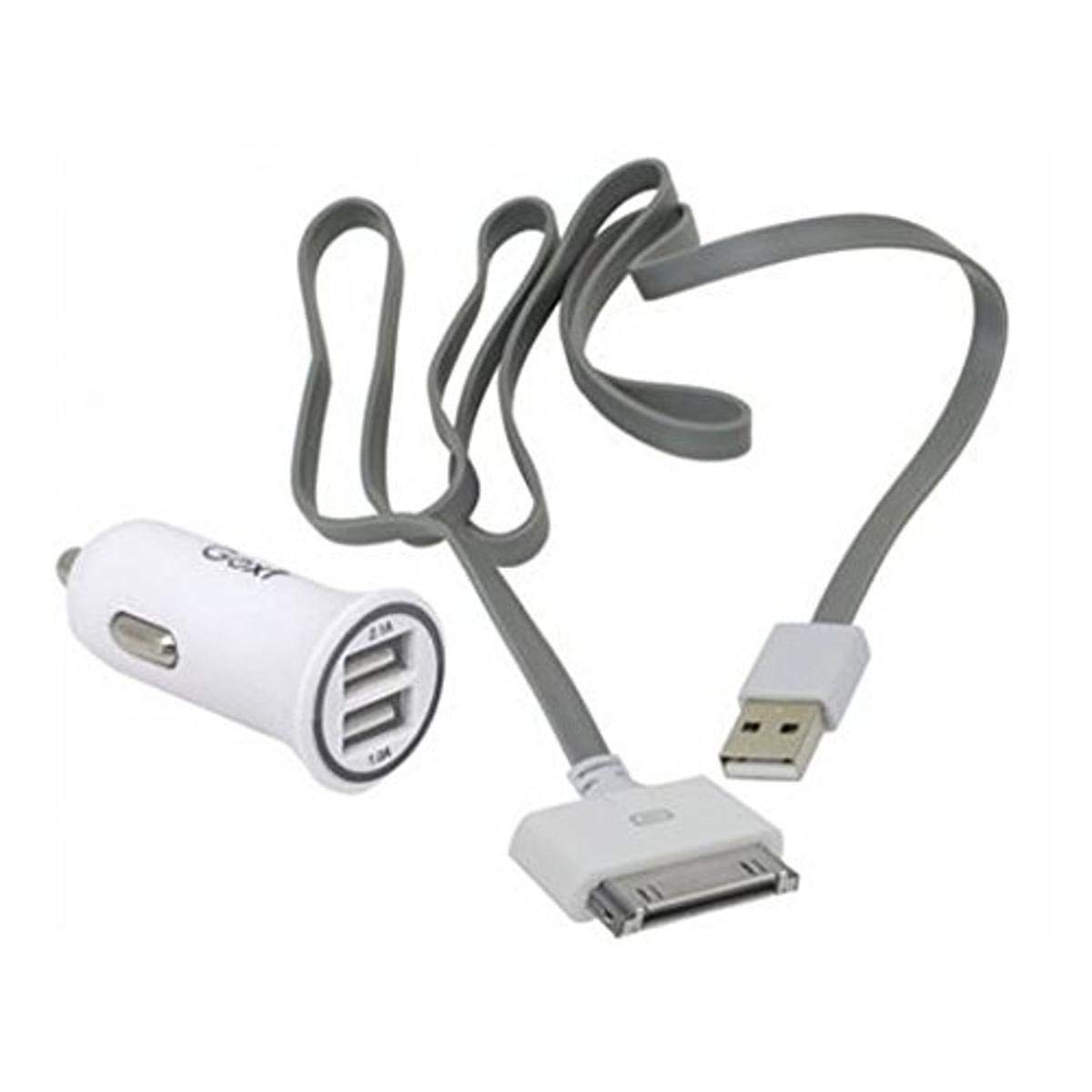 GOXT 23682 White Dual USB Wall Charger with iPhone 4 Cable - Fast Charging for iPhone, Android & Tablets - Perfect for Home, Office & Travel