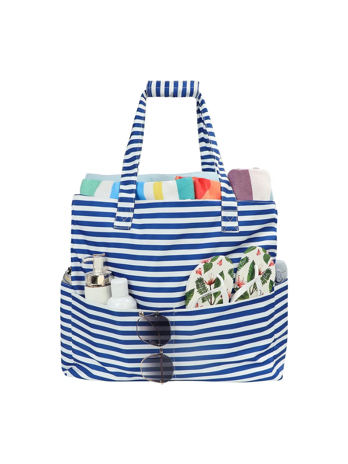 Waterproof Beach Tote Bag with Zipper - Sandproof for Travel & Swimming