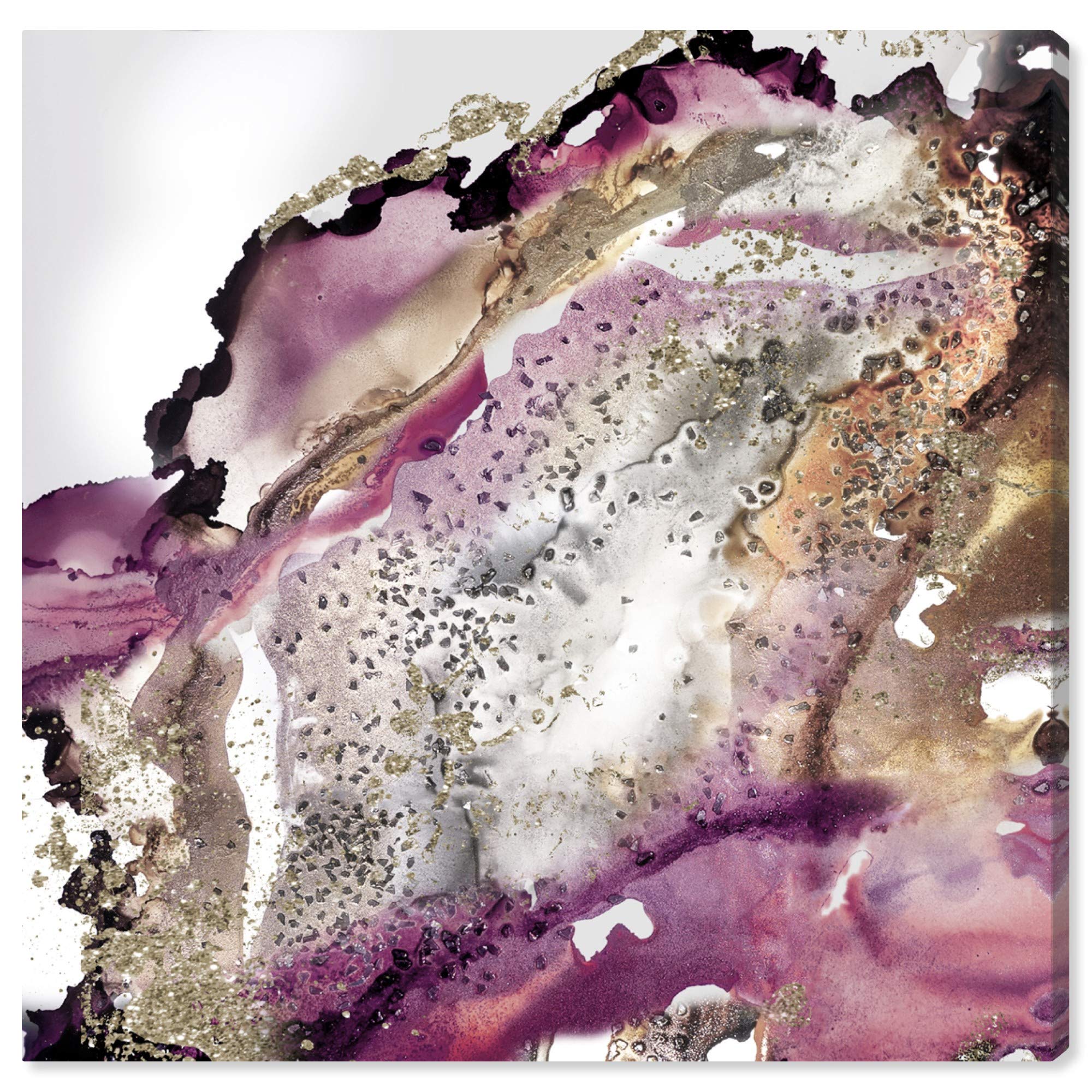 Abstract Wall Art Canvas Print 'Glitter Bang I' - 24x24 Inch Purple & Gold Watercolor Painting - Modern Home Decor for Living Room, Bedroom & Office - The Oliver Gal Artist Co.
