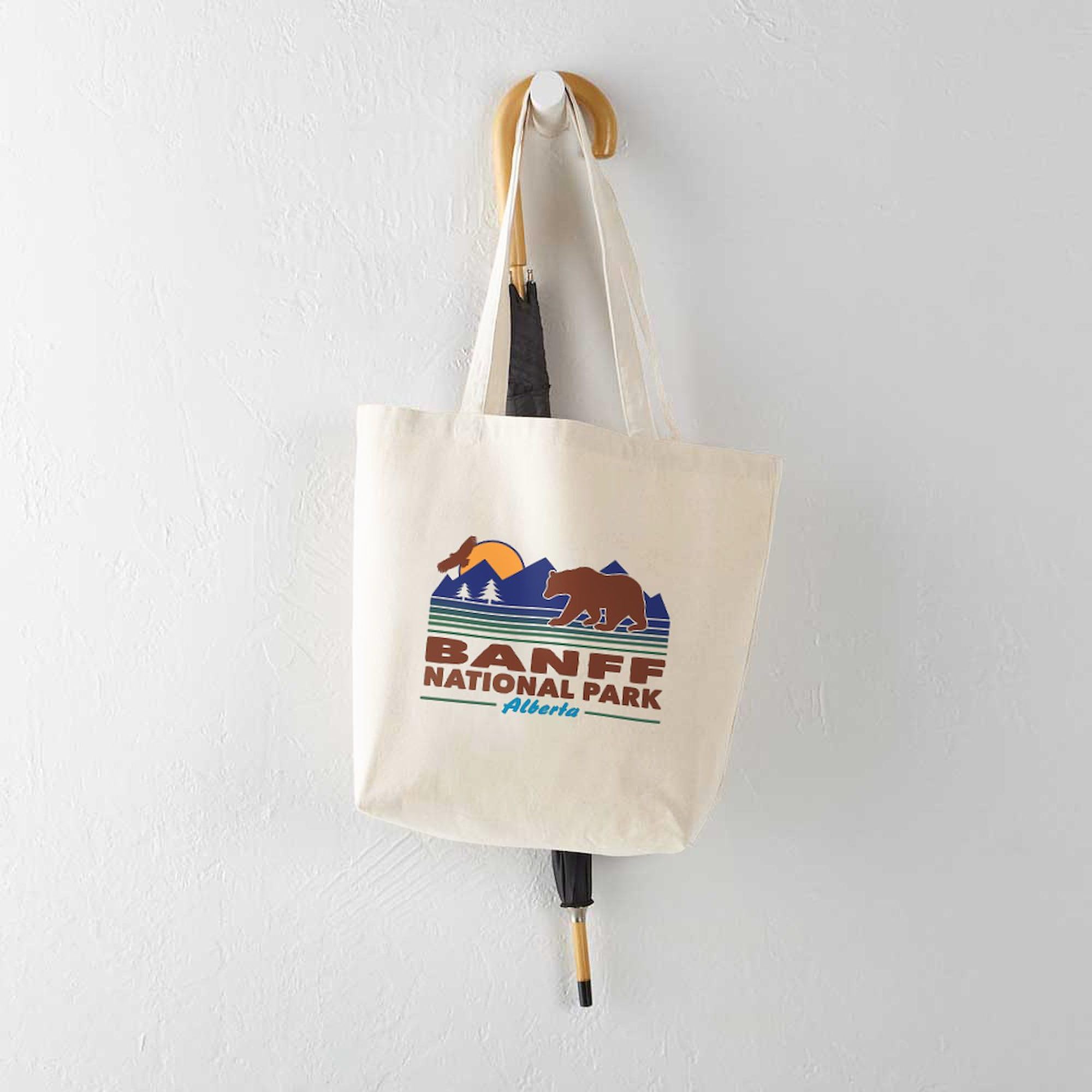 Banff National Park Alberta Natural Canvas Tote Bag - Eco-Friendly Reusable Shopping Bag for Groceries, Beach & Travel