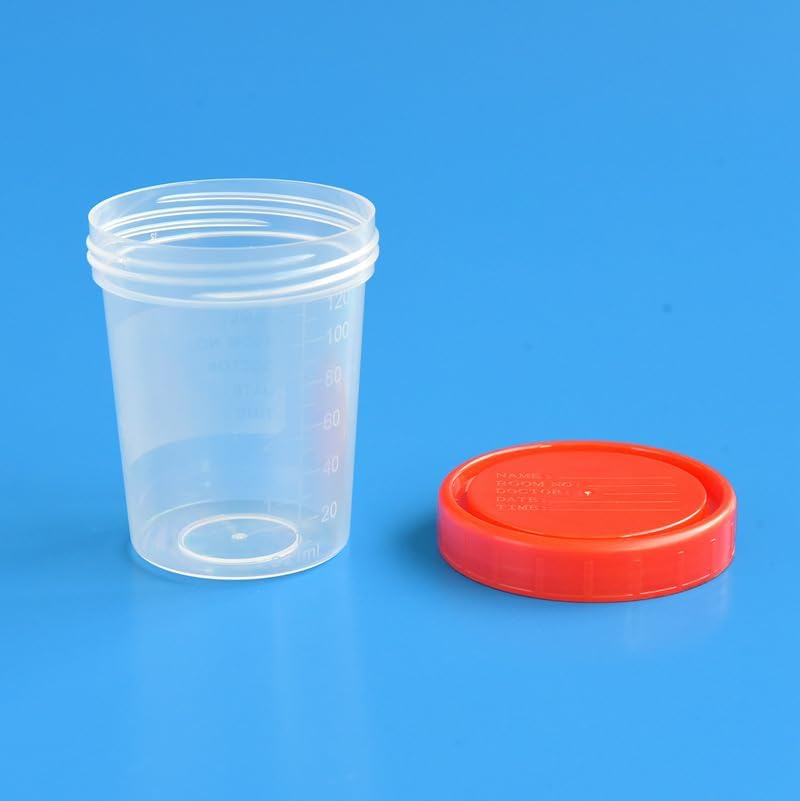 6 Pack 120ml Disposable Urine Specimen Cups with Screw-On Lids & Labels - Leak-Proof Sample Collection Containers for Pregnancy, Ovulation, PH Testing - Ideal for Home Tests, Medical Clinics, and Laboratories