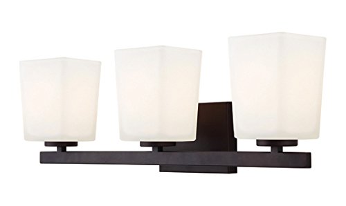 Hartley IVL472A03ORB 3-Liter Vanity Light Fixture - Flat Opal Glass Shade, 100W Type A Bulb, Oil Rubbed Bronze Finish (23.25 Inches) - Perfect for Bathroom, Bedroom, or Dressing Room Lighting