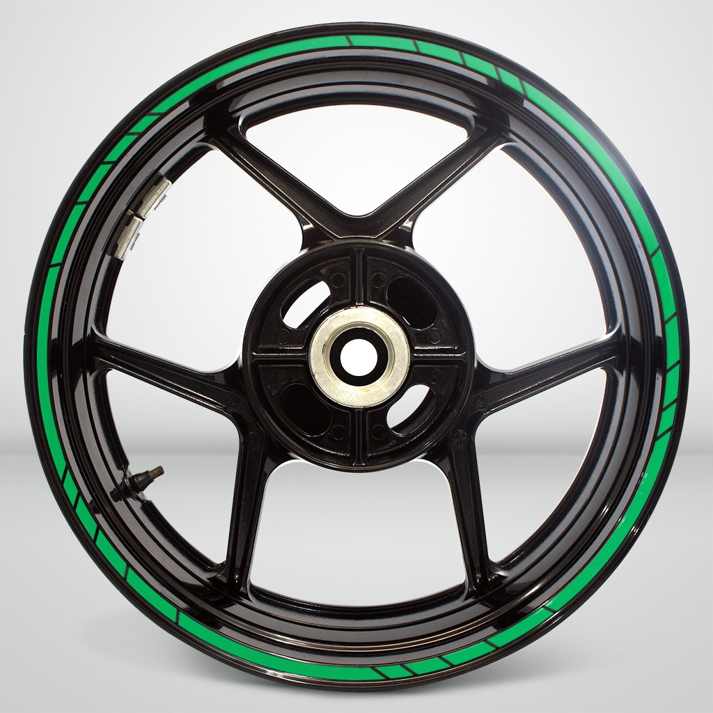 Reflective Green Vinyl Rim Stripe Decals for Kawasaki Ninja 300 - High Visibility Stickers for Motorcycle Wheels - Perfect for Night Riding & Custom Bike Styling