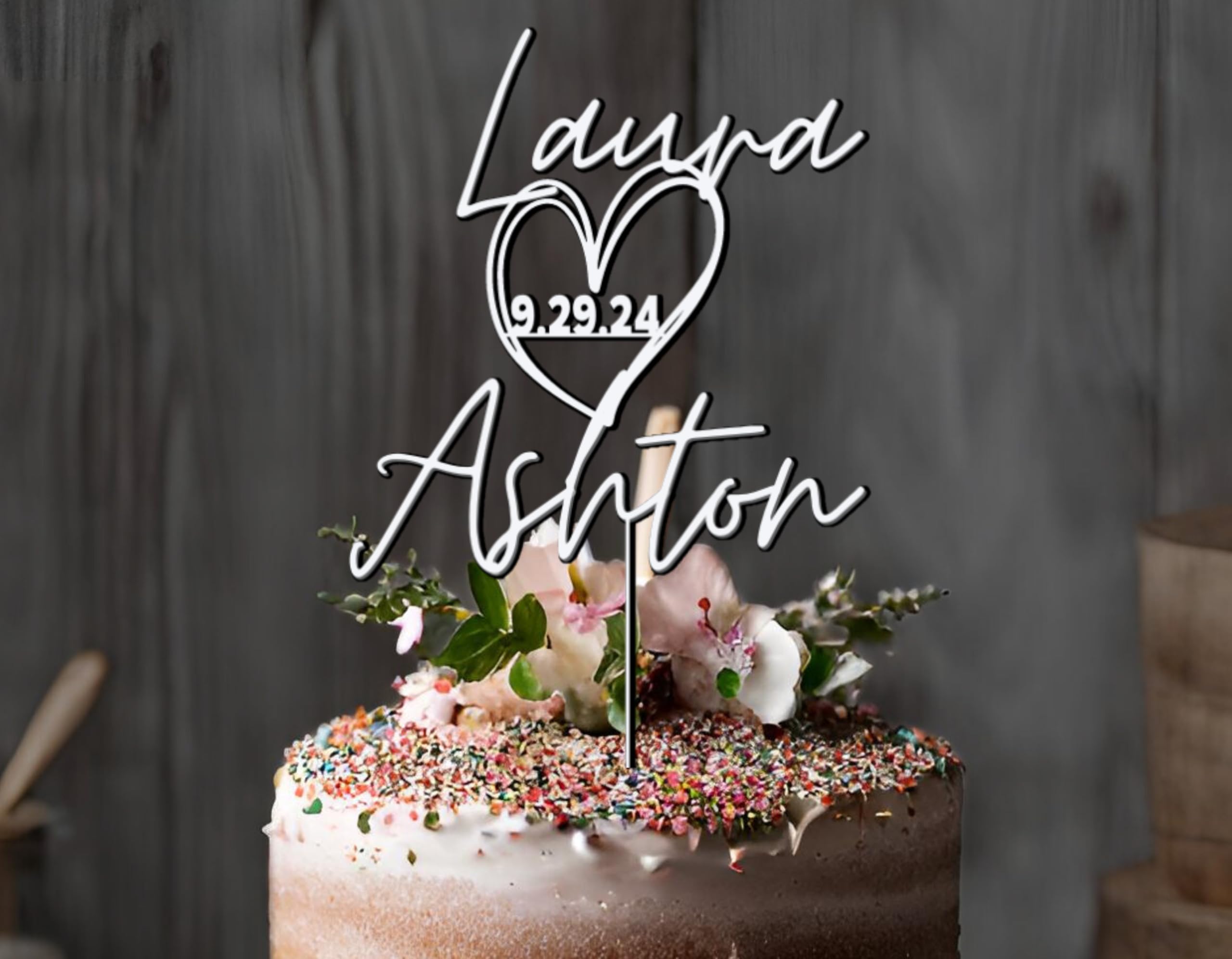 Personalized Wedding Cake Toppers - Custom Bride & Groom Name Cake Topper | Premium Baltic Birch Mr & Mrs Cake Decor | Anniversary & Engagement Party Decorations | Perfect for Weddings, Bridal Showers & Romantic Celebrations