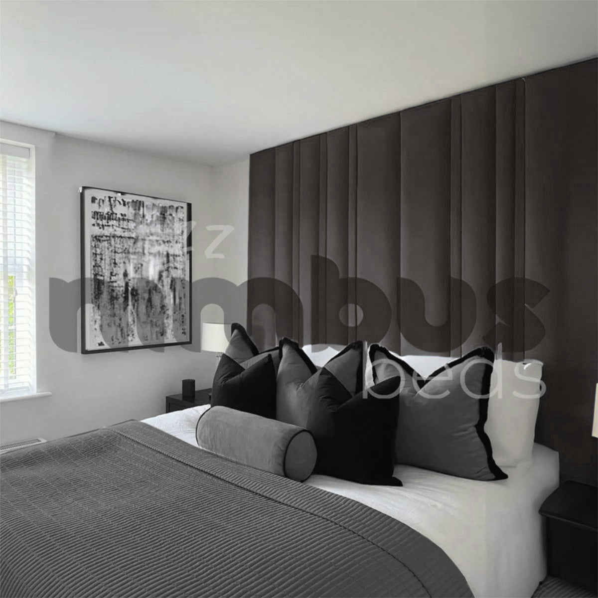 Luxury Barcelona Bed Frame - Queen Size Upholstered Platform Bed with Wooden Legs for Modern Bedroom & Guest Room Decor