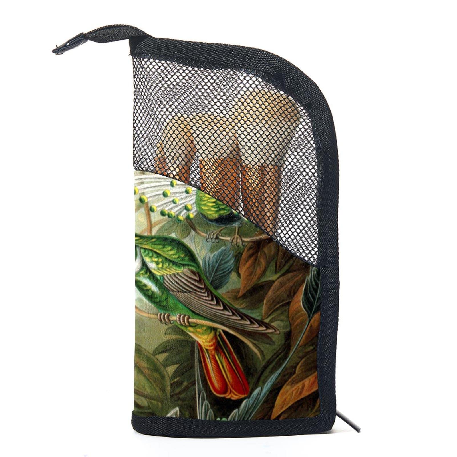 Portable Makeup Brush Organizer Bag with 12 Slots - Hummingbird Fantasy Animal Design - Travel Cosmetic Brush Holder Case for Professional Makeup Artists & Beauty Enthusiasts - Perfect for Home, Travel & Salon Use