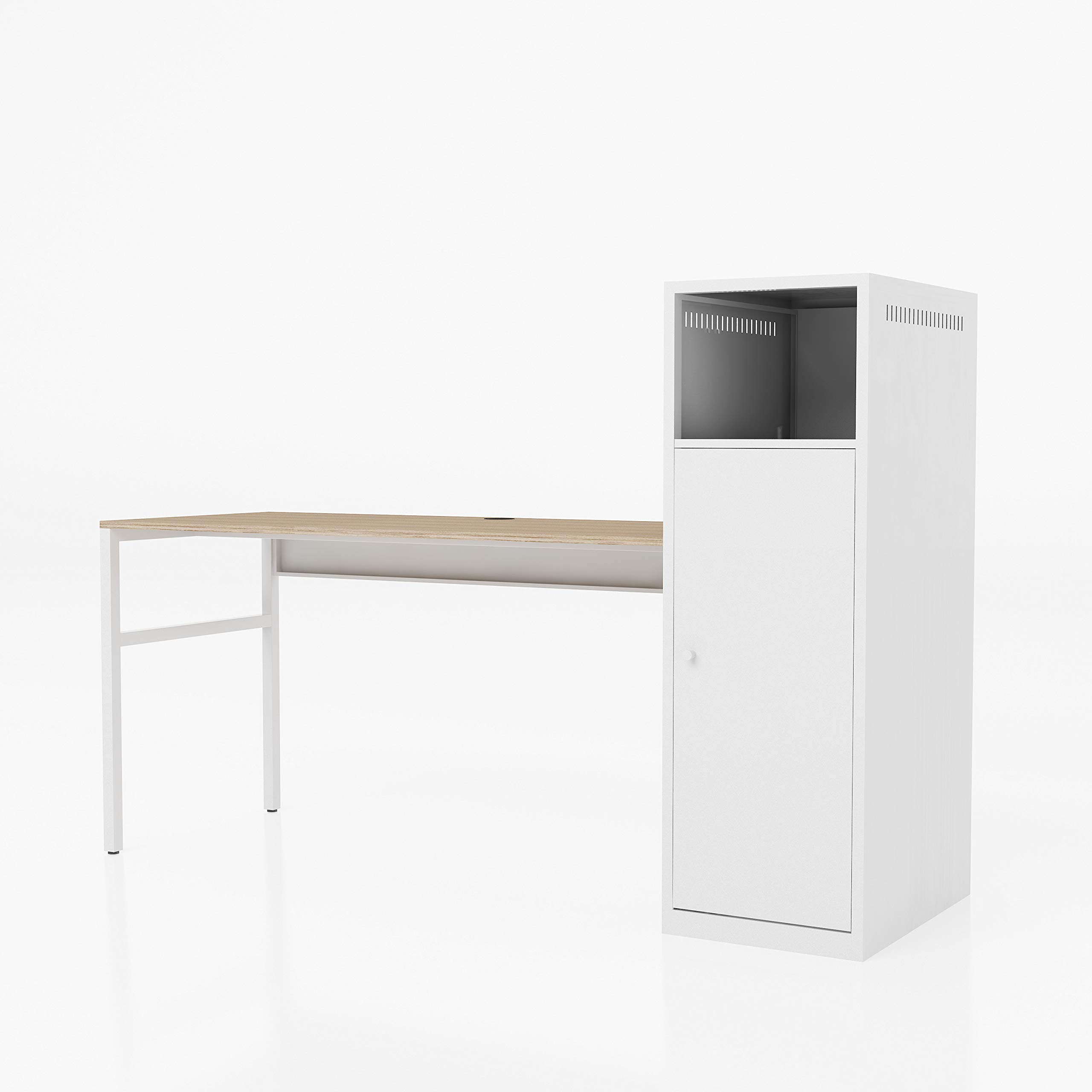 Adjustable L-Shaped Computer Desk with File Storage - Home Office Desk, Study & Writing Table for Small Spaces, Gaming & Workstation Use (White)