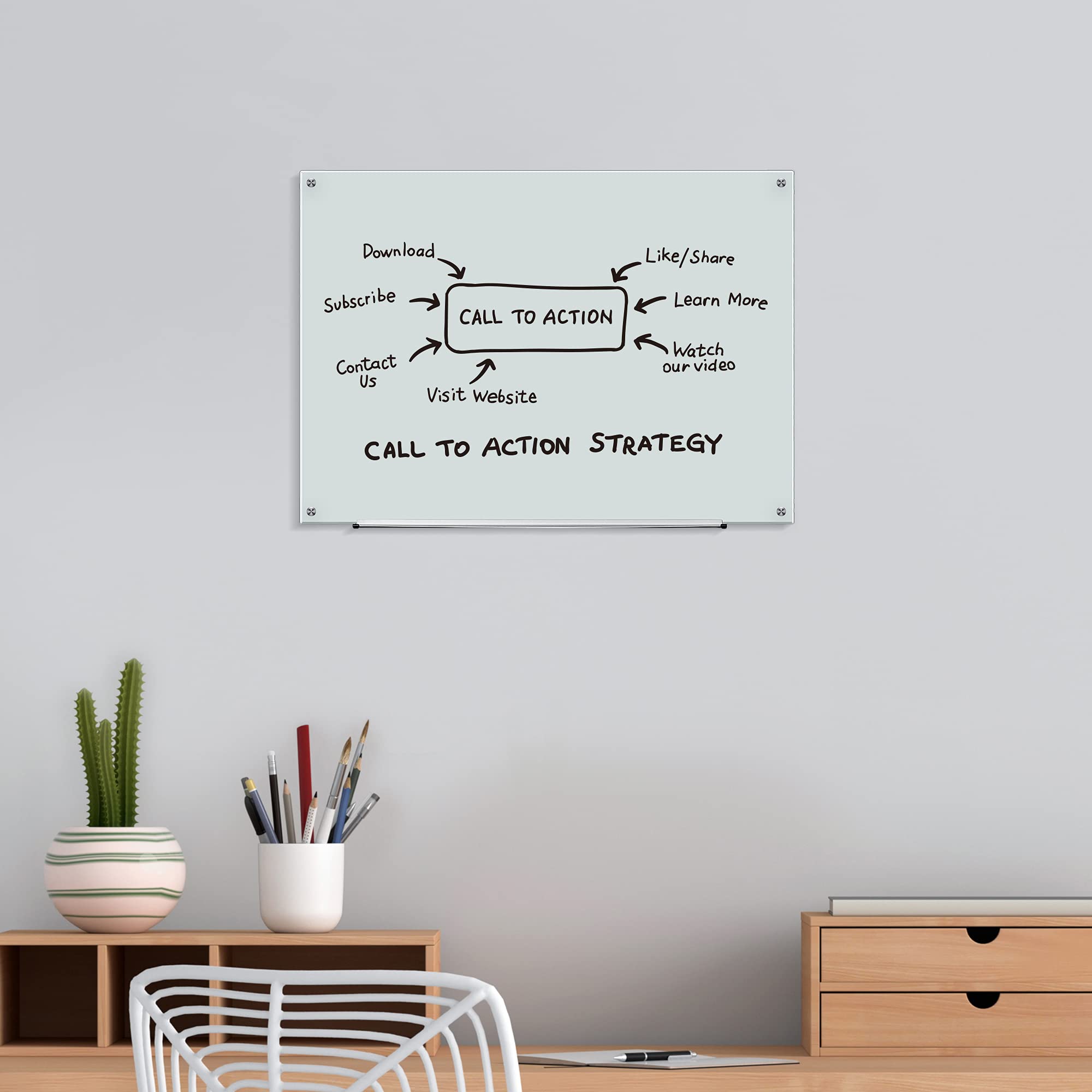 Amazon Basics Magnetic Glass Dry-Erase Board - 48