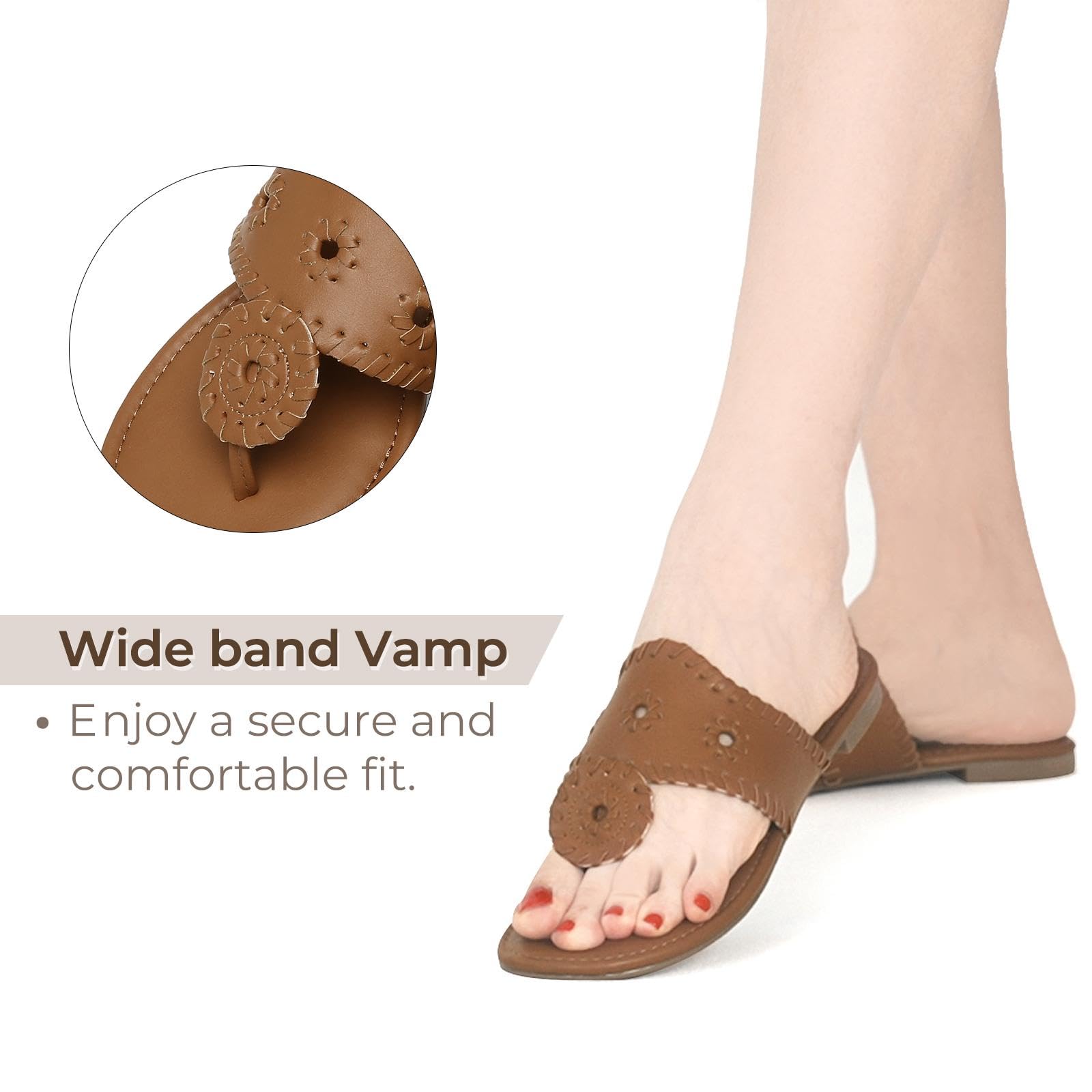 Katliu Women's Flat Sandals - Comfortable Flip Flops & Dressy Thong Sandals for Beach, Pool, and Summer Outfits