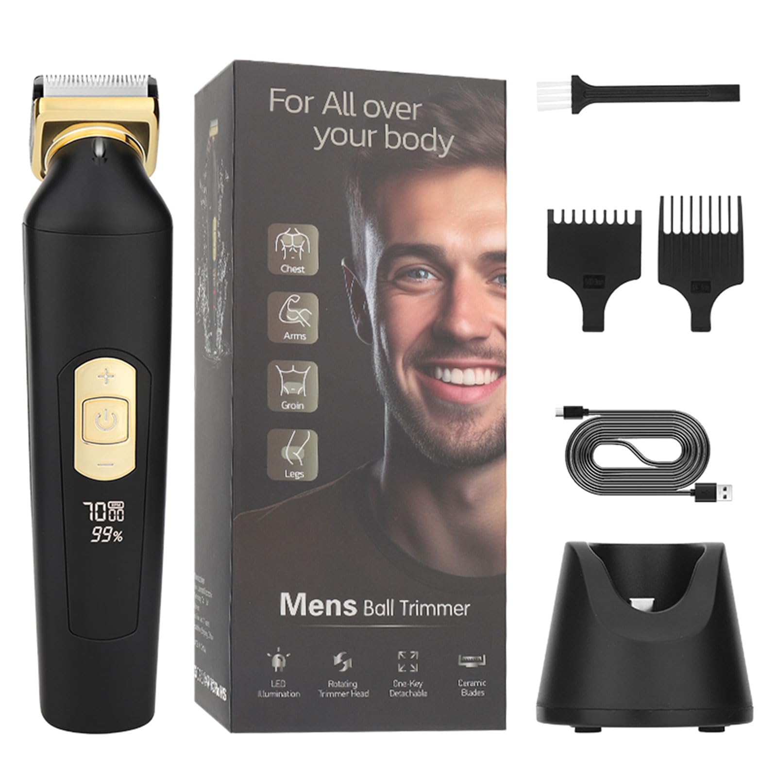 Best Electric Groin & Body Hair Trimmer for Men - Waterproof Pubic Shaver with Wet/Dry Use - Perfect for Manscaping, Bikini Line & Full Body Grooming at Home or Travel