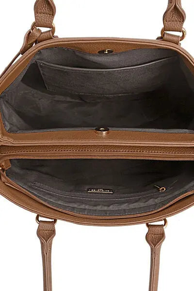David Jones Structured Leather Handbag for Women - Premium Genuine Leather Tote Bag with Shoulder Strap - Perfect for Work, Travel & Everyday Use