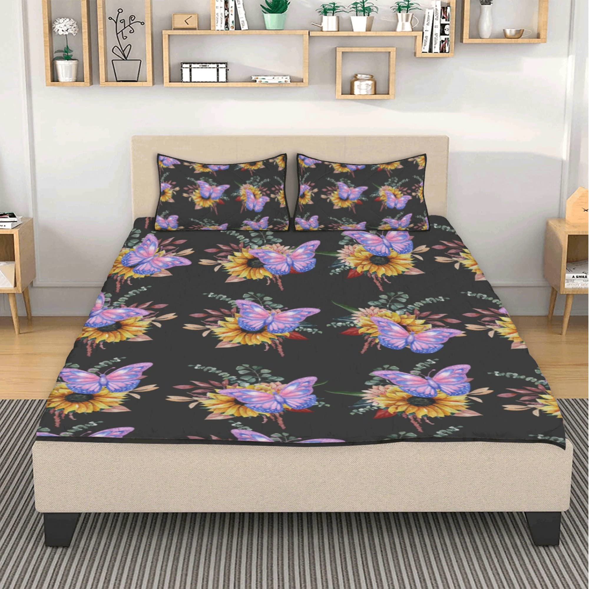 3D Sunflower Quilt Bedding Set - Floral Pattern Comforter Cover with Pillowcases, Twin/Queen/King Size - Perfect for Bedroom Decor, Guest Room & Cozy Farmhouse Style