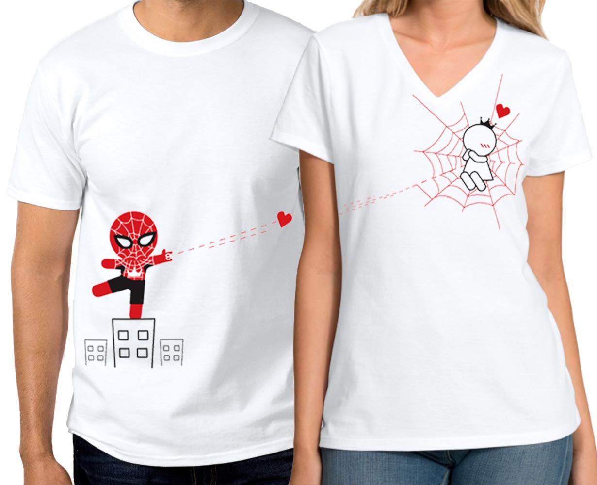 BoldLoft Matching Couple T-Shirts for Him and Her - His & Hers Love Shirts (Women's Size L/Men's L, White) - Perfect for Anniversaries, Date Nights & Romantic Getaways