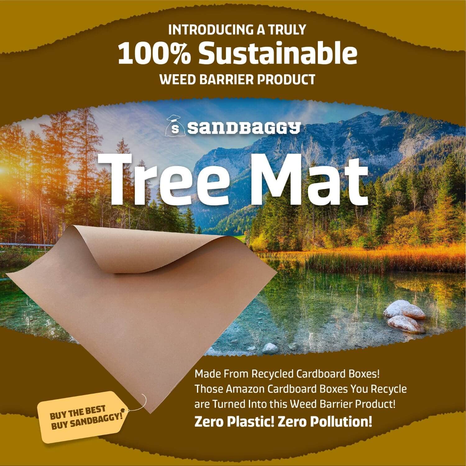 Biodegradable Tree Mats 3 ft x 3 ft - Eco-Friendly Garden Weed Barrier - Made in USA - Paper Mulch for Landscaping (2 Pack) - Perfect for Tree Planting, Weed Control & Soil Protection