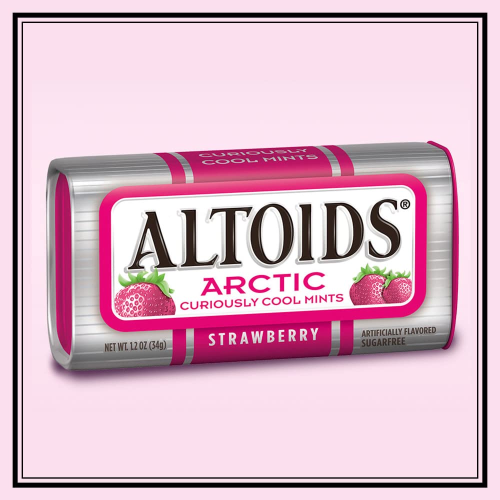ALTOIDS Arctic Strawberry Breath Mints - Hard Candy in Bulk (1.2 oz Tin, Pack of 8) - Fresh Breath Solution for Office, Travel & After Meals