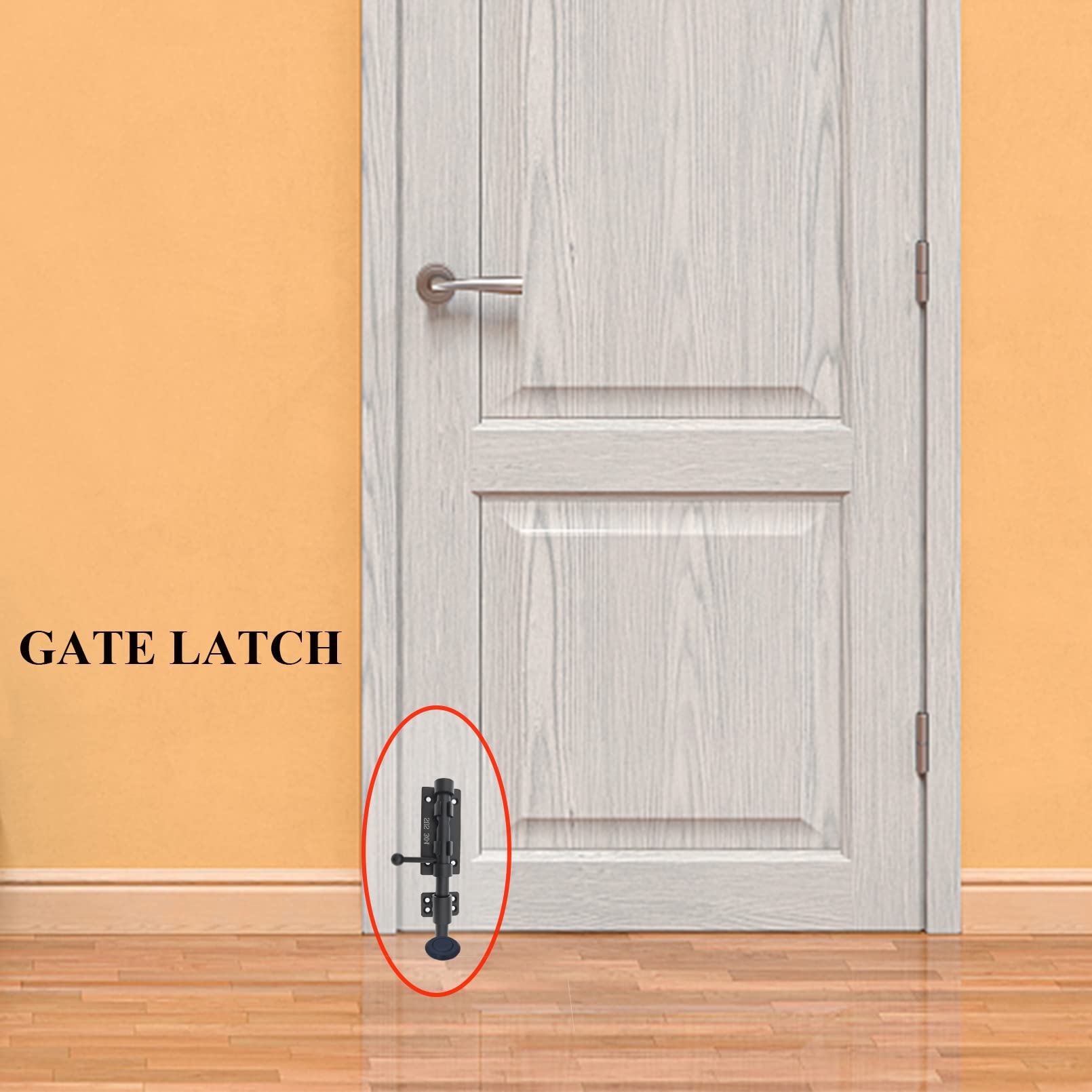 Heavy Duty 304 Stainless Steel Slide Bolt Gate Latch - Thickened Safety Barrel Bolt Door Lock with Padlock Hole & Dust Canister - Ideal for Wooden Fence, Yard Door, Barn Door, Shed Door, Garage & Garden Gate Security