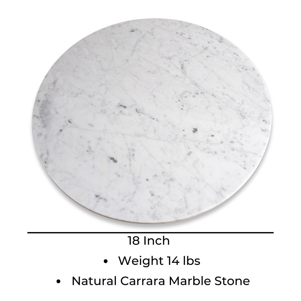 18-Inch Carrara Marble Lazy Susan - Elegant Rotating Serving Tray for Dining Table | Perfect Kitchen Decor & Housewarming Gift | Ideal for Weddings, Parties, and Everyday Entertaining