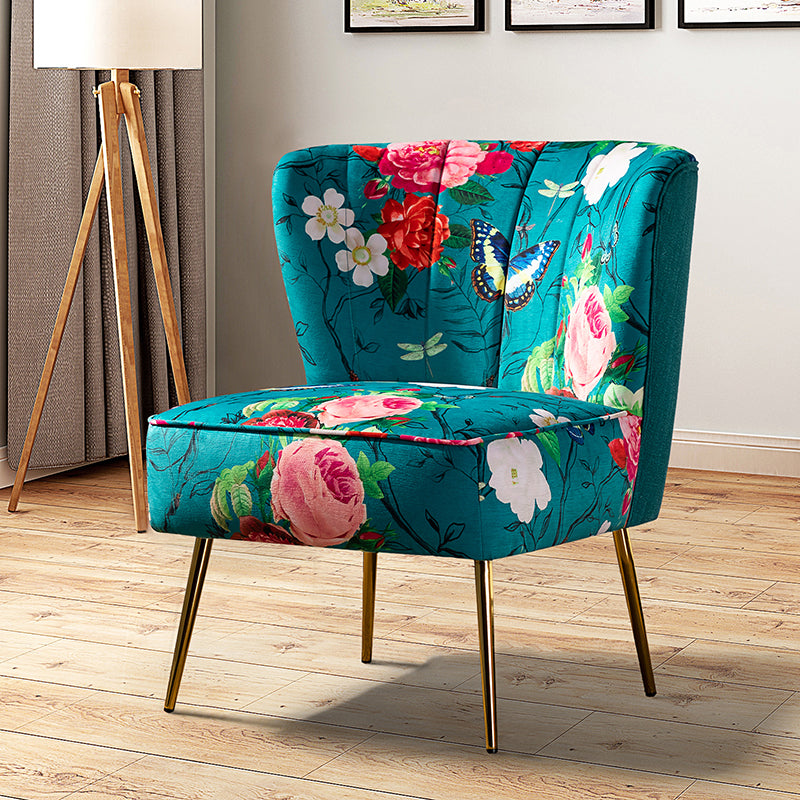 Luxury Coraline Velvet Barrel Chair with Tufted Back & Sturdy Metal Legs - Elegant Accent Chair for Living Room, Bedroom or Office Decor