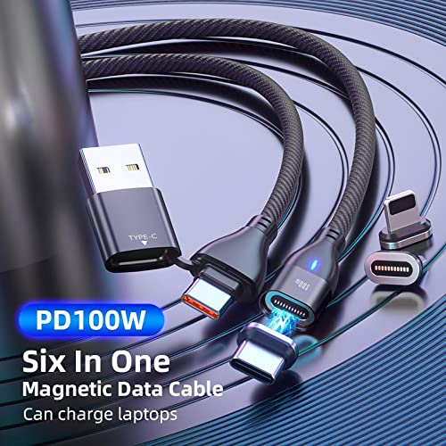 BoxWave 100W Magnetic Charging Cable - PD Fast Charge Compatible with Xiaomi Mi 11i (USB-C/Micro USB) - Perfect for Home, Office & Travel Charging - Jet Black