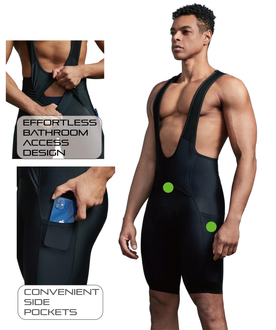 CEROTIPOLAR Men's Cycling Bib Shorts with Padded Chamois - UPF50+ Breathable & Comfortable for Road, Gravel & Mountain Biking - Ideal for Long Distance Rides and Training Sessions