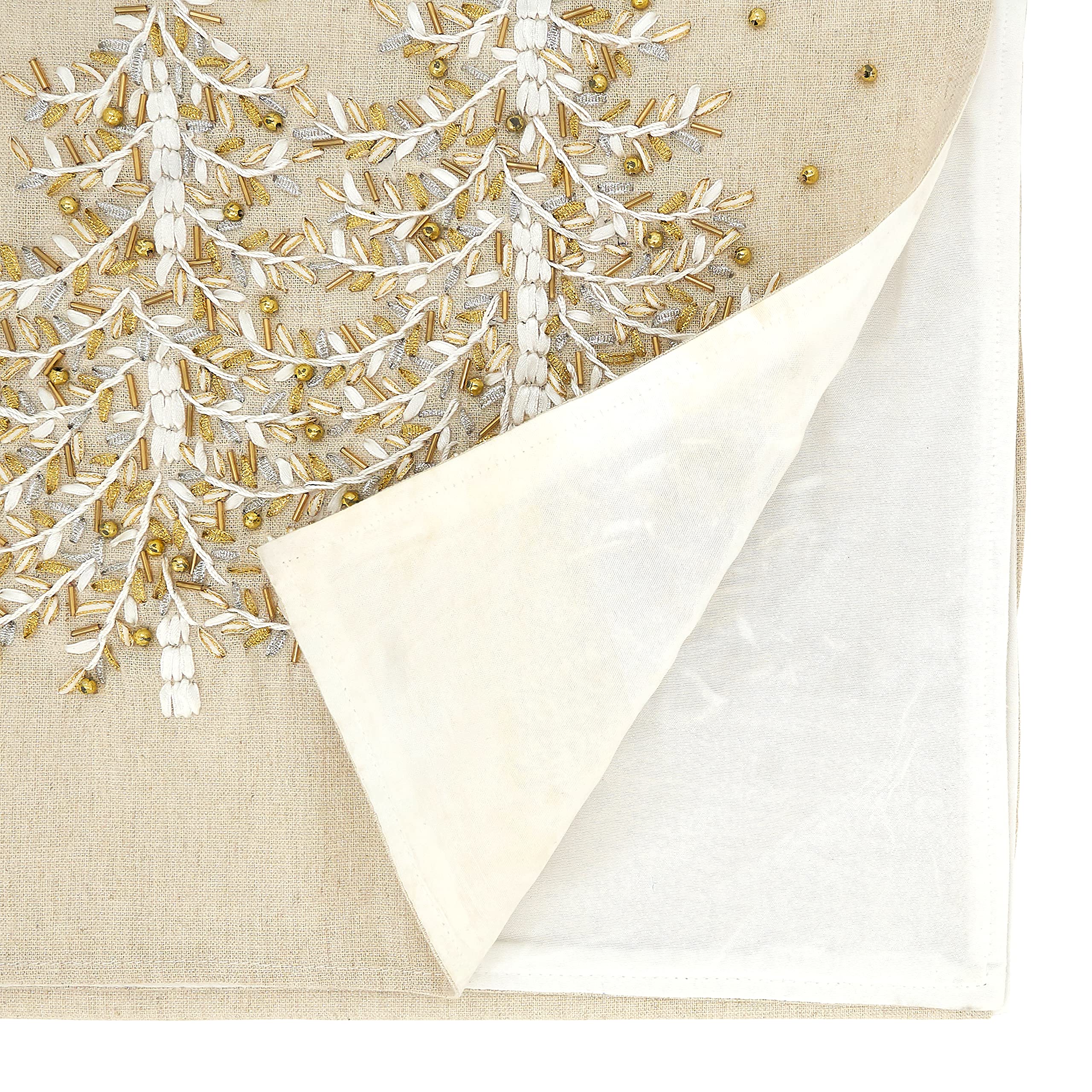 Handmade Embroidered Christmas Tree Table Runner - Festive Holiday Dining Decor for Christmas Dinner & Winter Table Setting
