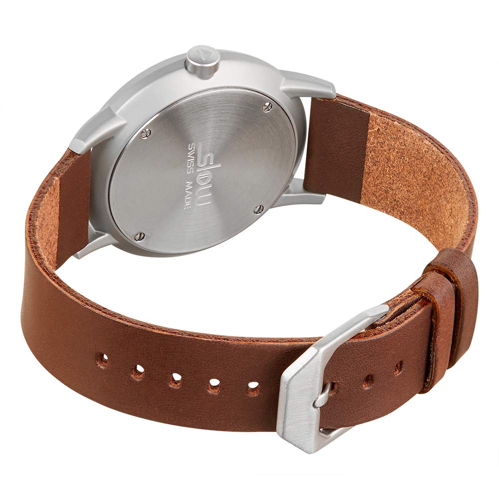 Round 13 - Dark Brown Genuine Leather Strap, Silver Stainless Steel Case, Blue Sunray Dial Men's Watch - Perfect for Business, Casual & Formal Occasions