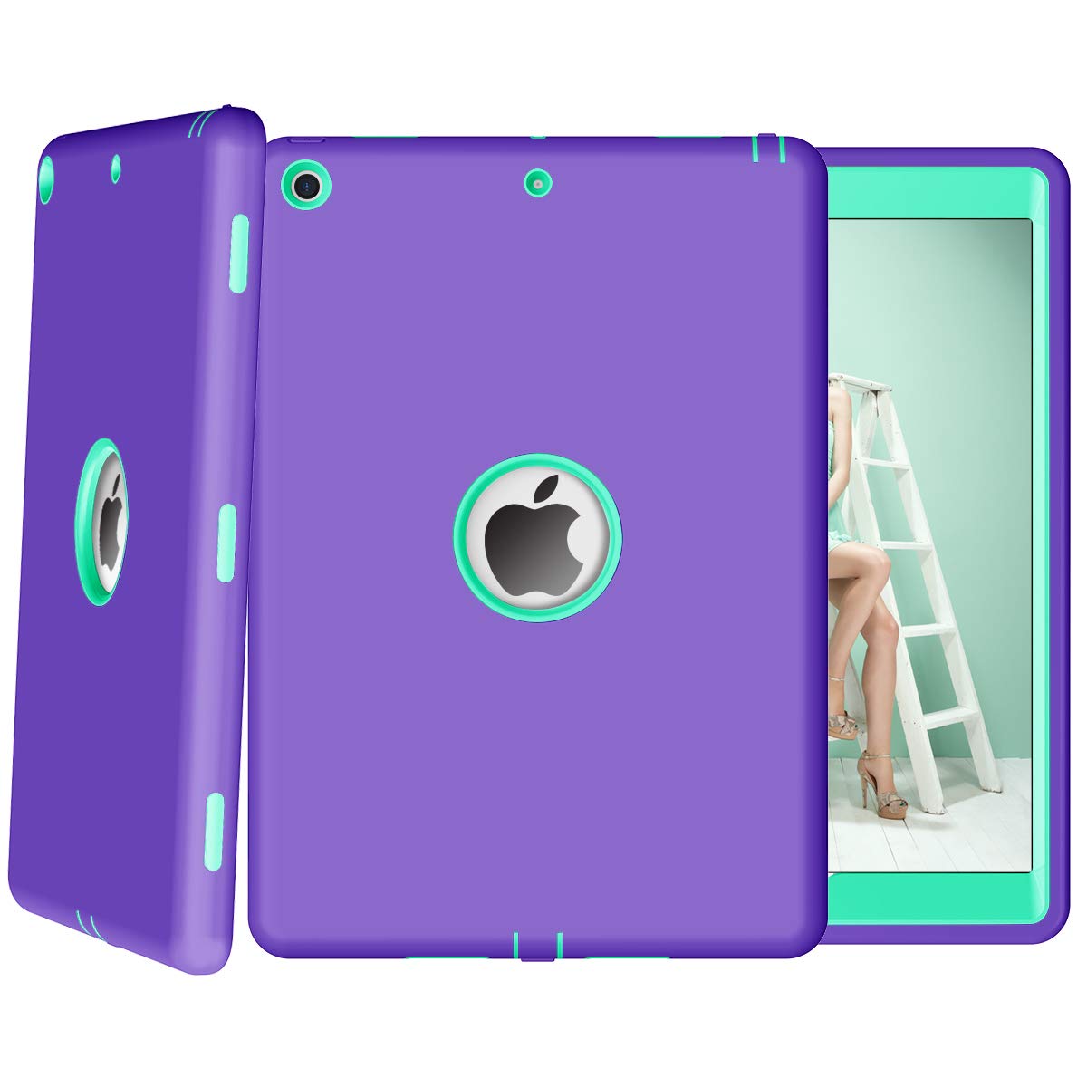 Shockproof iPad 10.2 Case 7th Gen (2019 Model A2200/A2198/A2232) - Heavy Duty Hybrid 3-in-1 Protective Cover for Kids | Durable Tablet Case for School, Travel & Home Use | Purple
