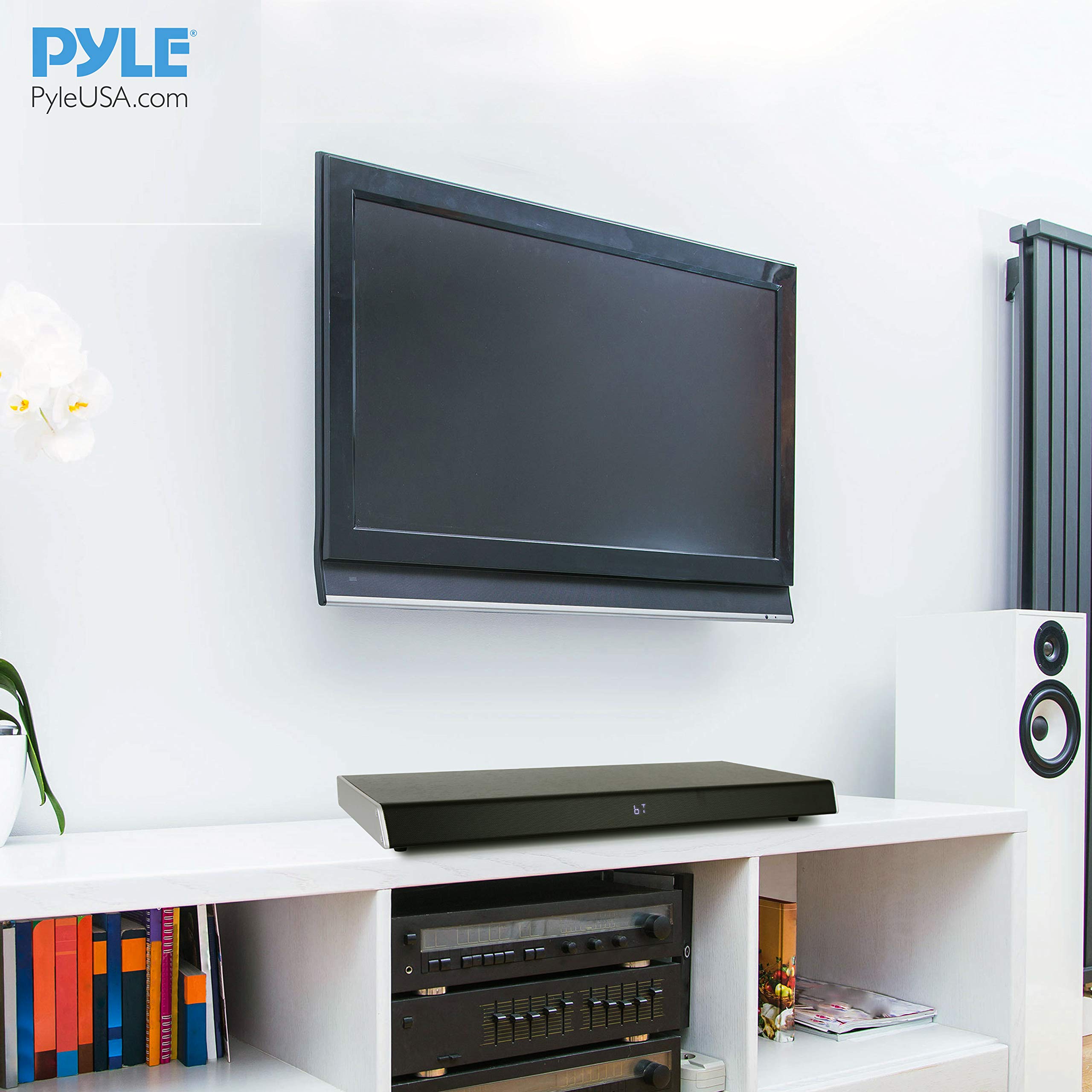 Pyle Surround Sound TV Sound Bar with Built-in Subwoofer - Bluetooth Wireless Soundbar for Home Theater, Gaming & Movie Nights - Compatible with Smart TVs & Streaming Devices