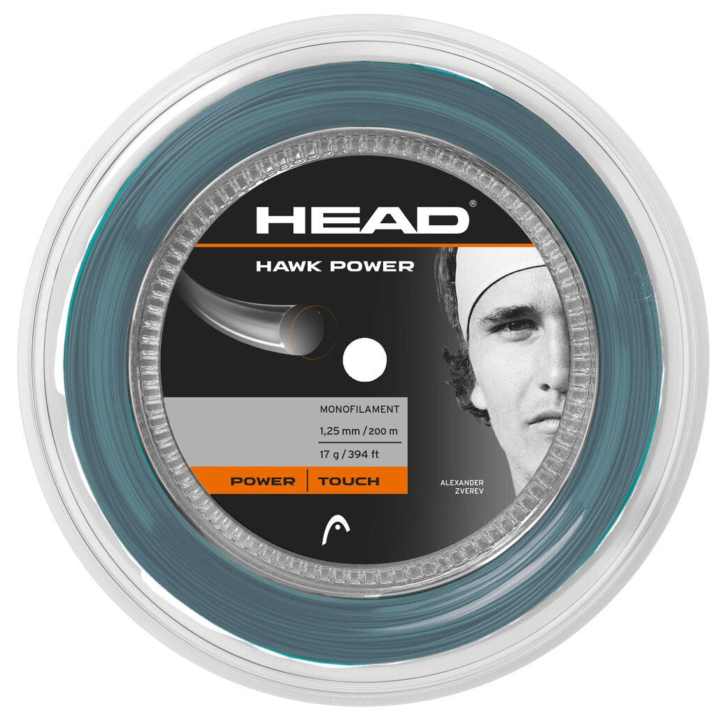 Head Hawk Power 17/1.25 Tennis String Reel (Petrol) - Premium Polyester String for Tennis Rackets - Perfect for Competitive Play & Stringing Services