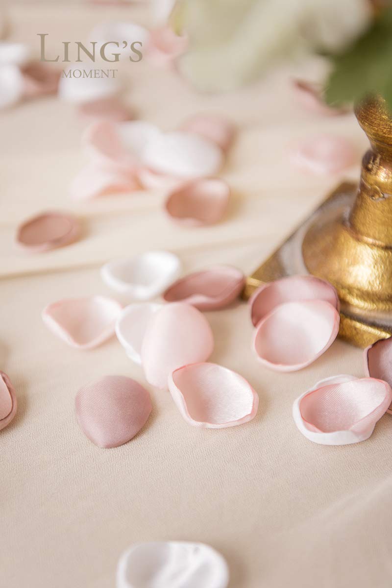 Ling's Moment 200pcs Silk Rose Petals - Blush White & Dusty Rose Wedding Decor for Aisle, Flower Girl Baskets, Table Centerpieces - Perfect for Romantic Weddings, Bridal Showers & Special Events