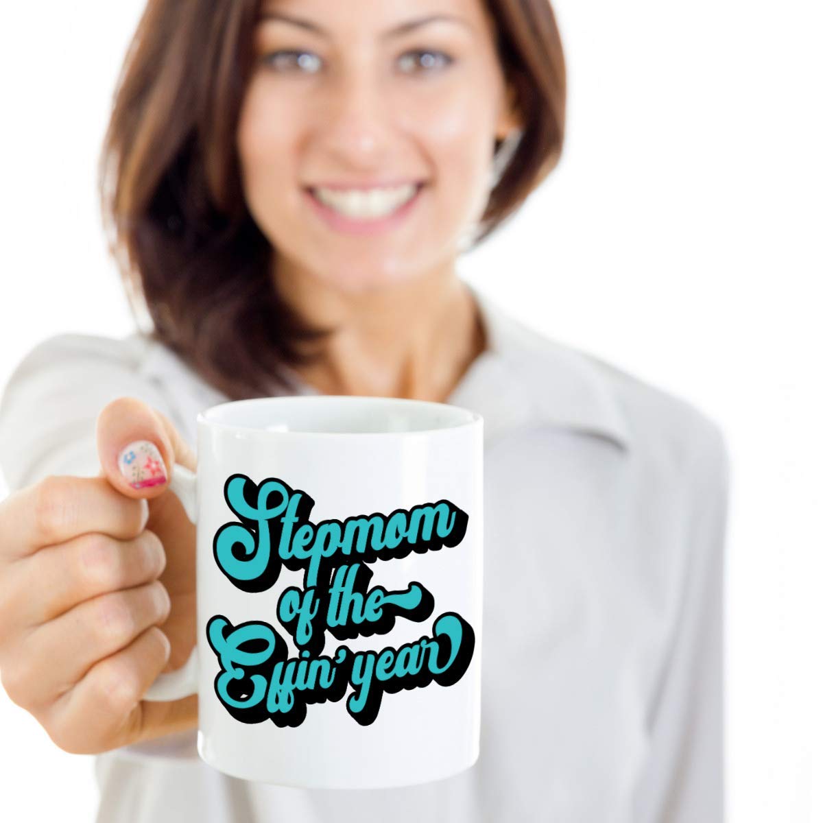 Stepmom of the Year Coffee Mug - 11 oz Ceramic Cup for Stepmothers | Funny Gift for Stepmom Birthday, Mother's Day & Appreciation | Perfect for Coffee, Tea & Hot Drinks at Home or Office