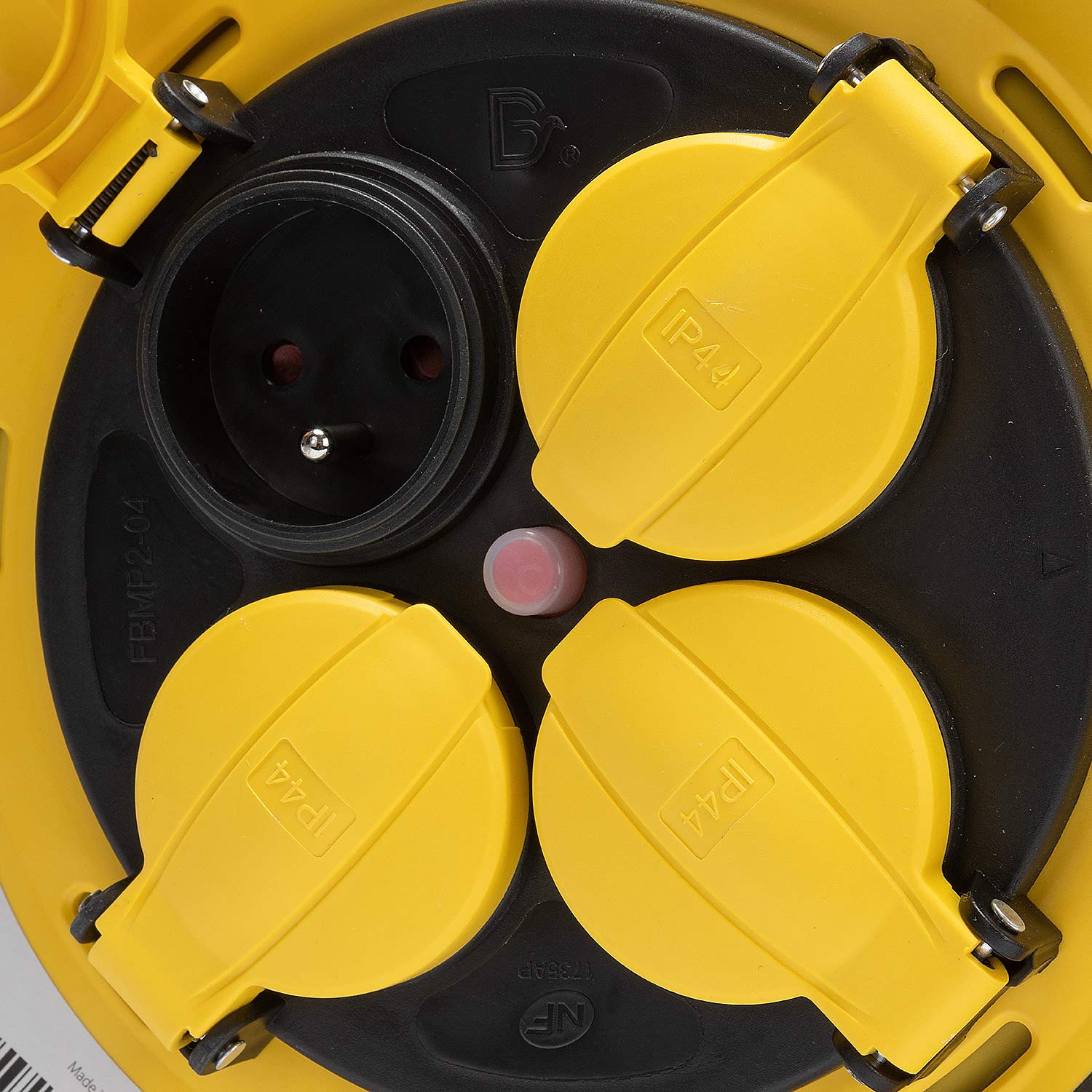 Stak REELPRO-FR-25 Professional Electric Cable Reel - 25m Waterproof IP44 Rubber Cord (3G2.5mm²) - Heavy Duty Construction & Garden Use - 4-Outlet Steel Frame with Yellow Housing - Perfect for Job Sites, DIY Projects & Outdoor Power Distribution