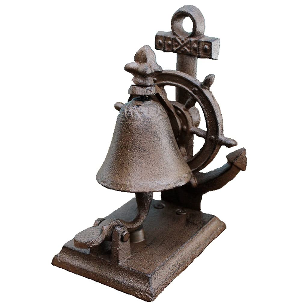 Vintage Cast Iron Boat Anchor Tabletop Bell - Rustic Nautical Ship Wheel Decor for Home, Office, Restaurant | Hotel Service Bell, Desk Call Bell, Marine-Themed Dinner Bell | Perfect for Coastal Decor, Beach House, Yacht Club & Nautical-Themed Events