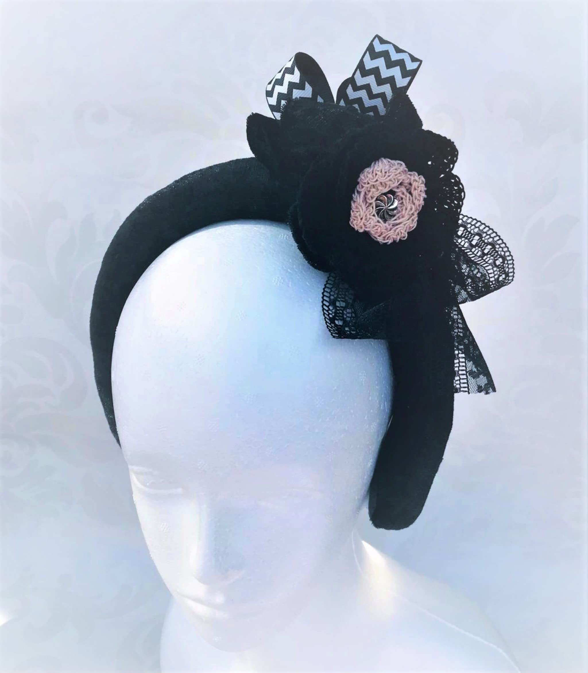 Elegant Black Velvet Fascinator Headband & Headpiece for Women - Perfect for Weddings, Parties, and Special Occasions