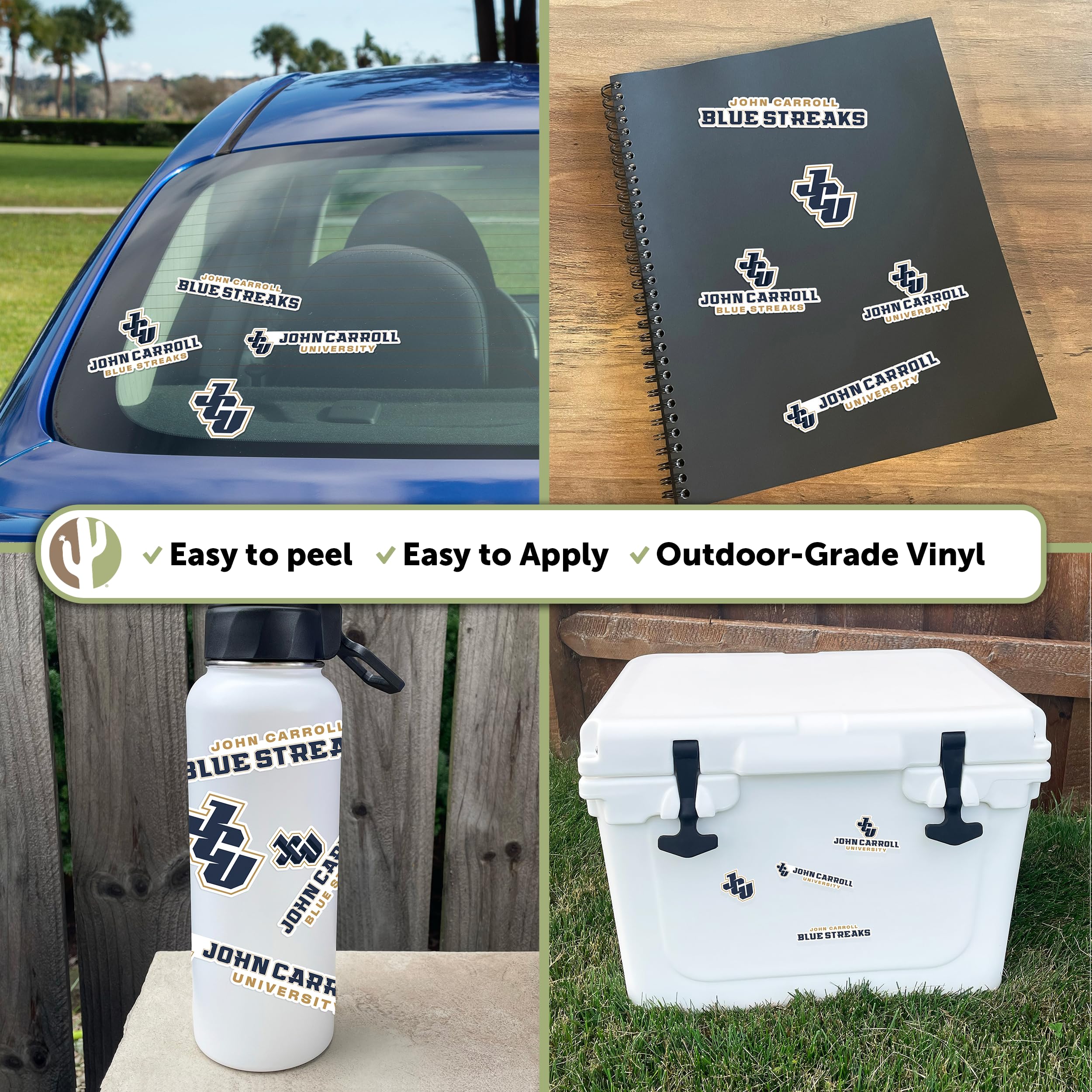 Desert Cactus John Carroll University Sticker | JCU Blue Streaks Vinyl Decals for Laptop, Water Bottle, Car & Scrapbook | Durable Waterproof Decal Sheet | Perfect for School Spirit, College Dorm Decor & Fan Gear