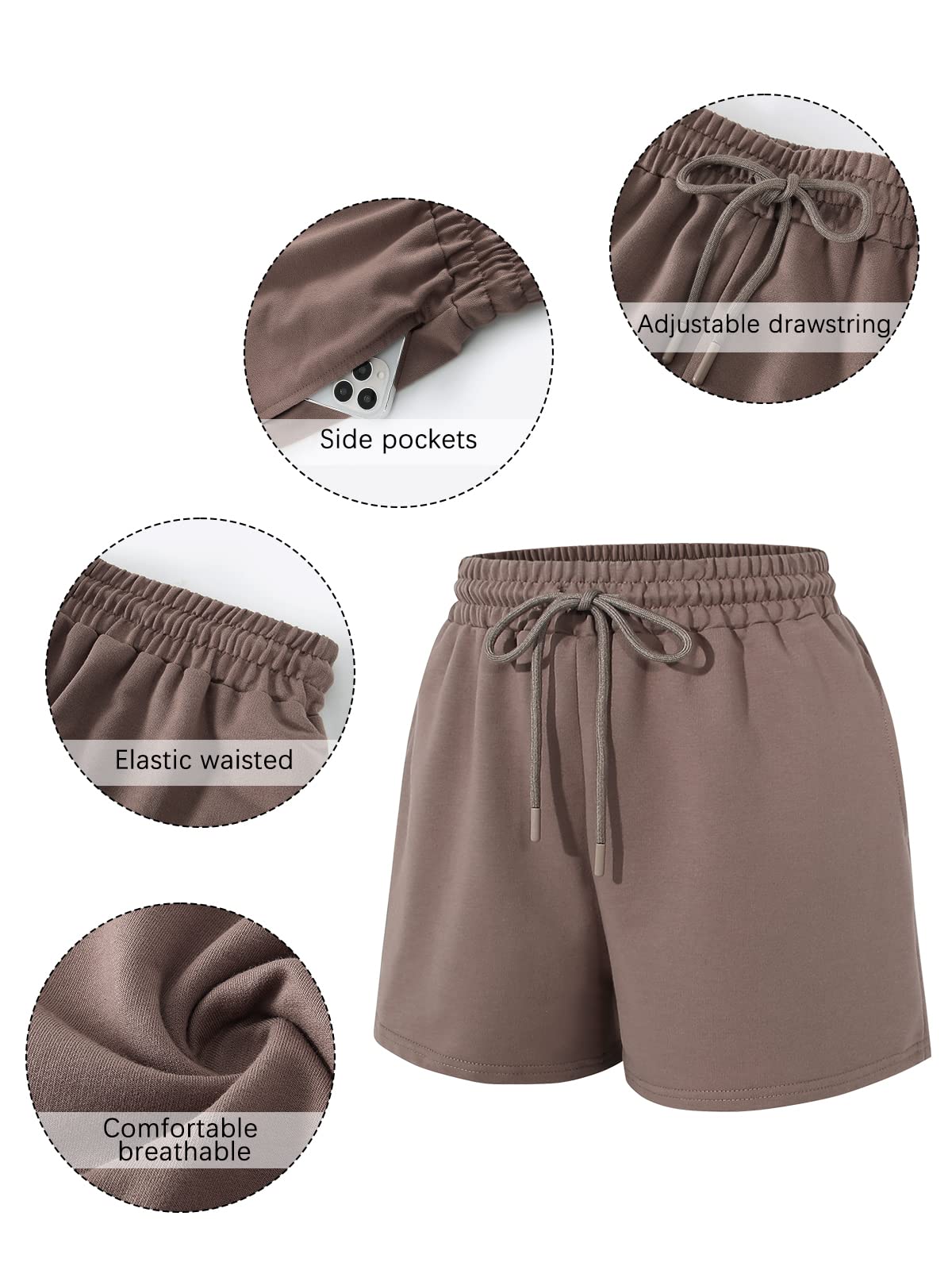 SUNBS Women's High Waisted Cotton Sweat Shorts 3-Pack - Casual Lounge, Running, Athletic Shorts for Summer | Trendy Workout & Yoga Outfits