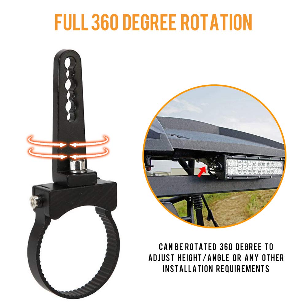 Auxbeam 2.5 Inch Universal Bull Bar Roll Cage Clamps - Heavy Duty LED Light Bar Mounting Bracket Kit for Jeep Wrangler, Trucks & Off-Road Vehicles (2 Pack) - Perfect for Off-Road Adventures, Camping & Night Driving