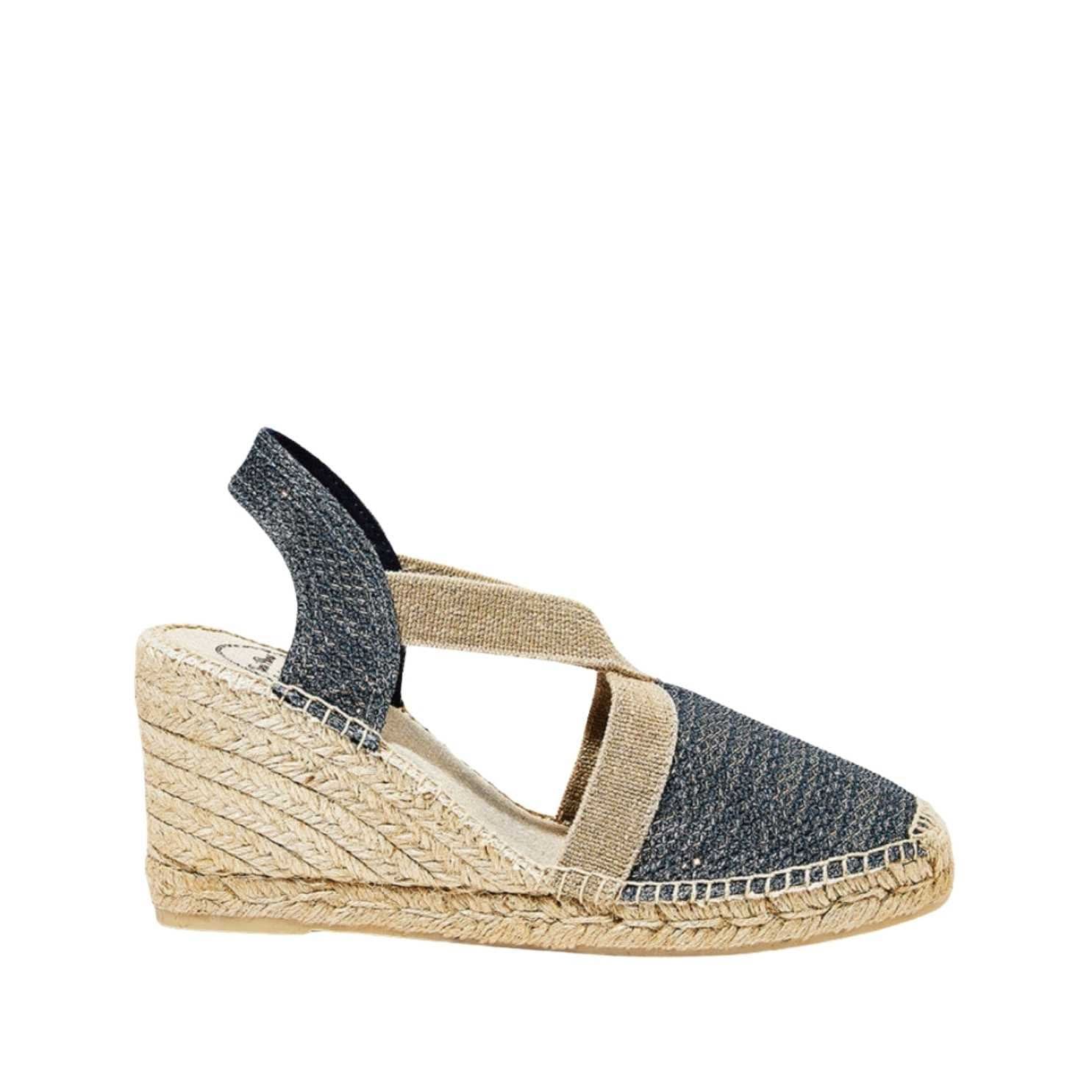 Women's Metallic High Heel Wedge Espadrille Shoes - Comfortable Cotton Blend Platform Sandals for Party, Wedding & Summer Outfits