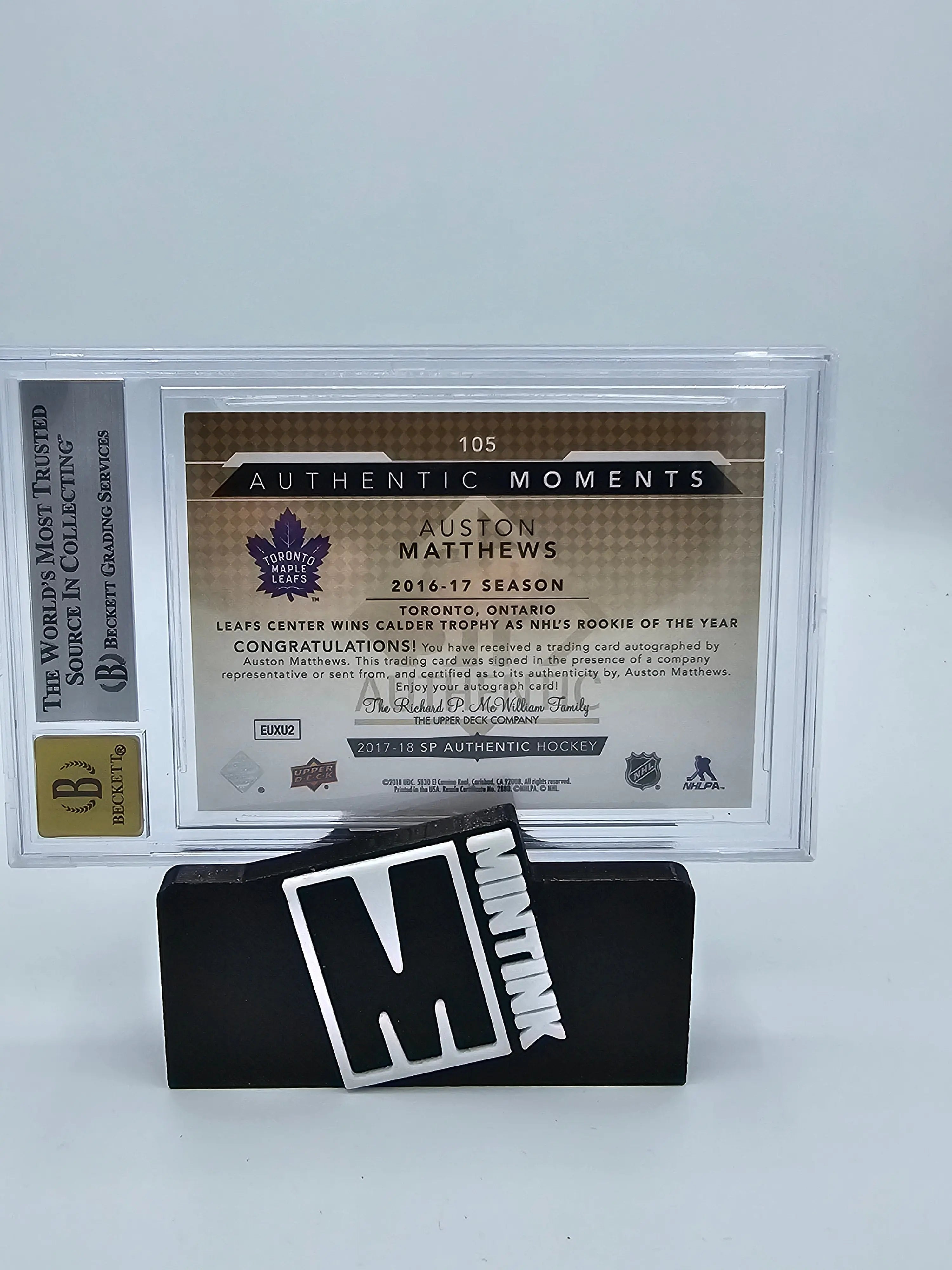 2017-18 SP Authentic Auston Matthews Limited Edition Autograph Card BGS Graded 8 - Perfect for Hockey Collectors and Toronto Maple Leafs Fans